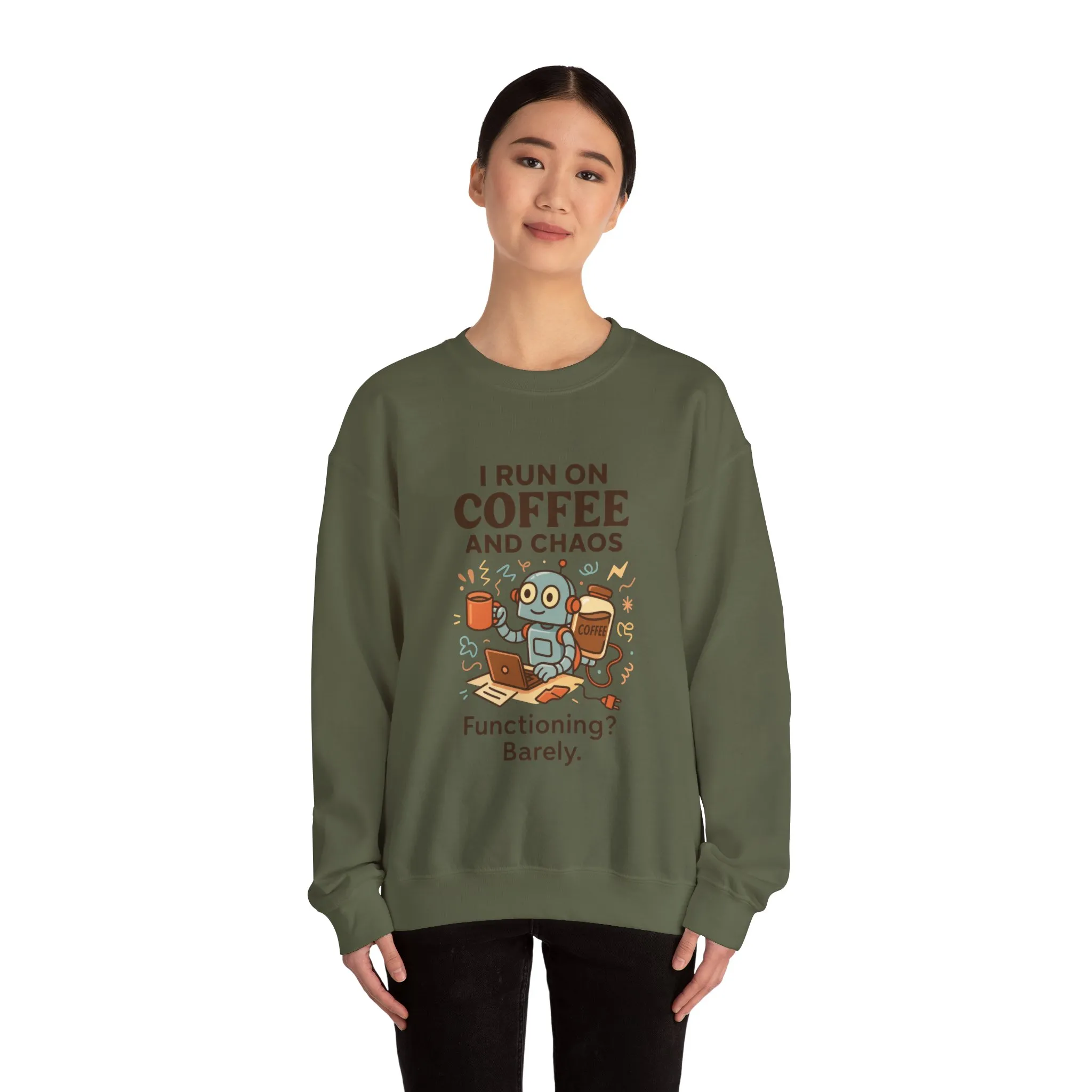 Coffee and Chaos Crewneck Sweatshirt, Funny Sweatshirt for Coffee Lovers, Unisex Gift, Cozy Everyday Wear, Ideal for Holidays - Image 37