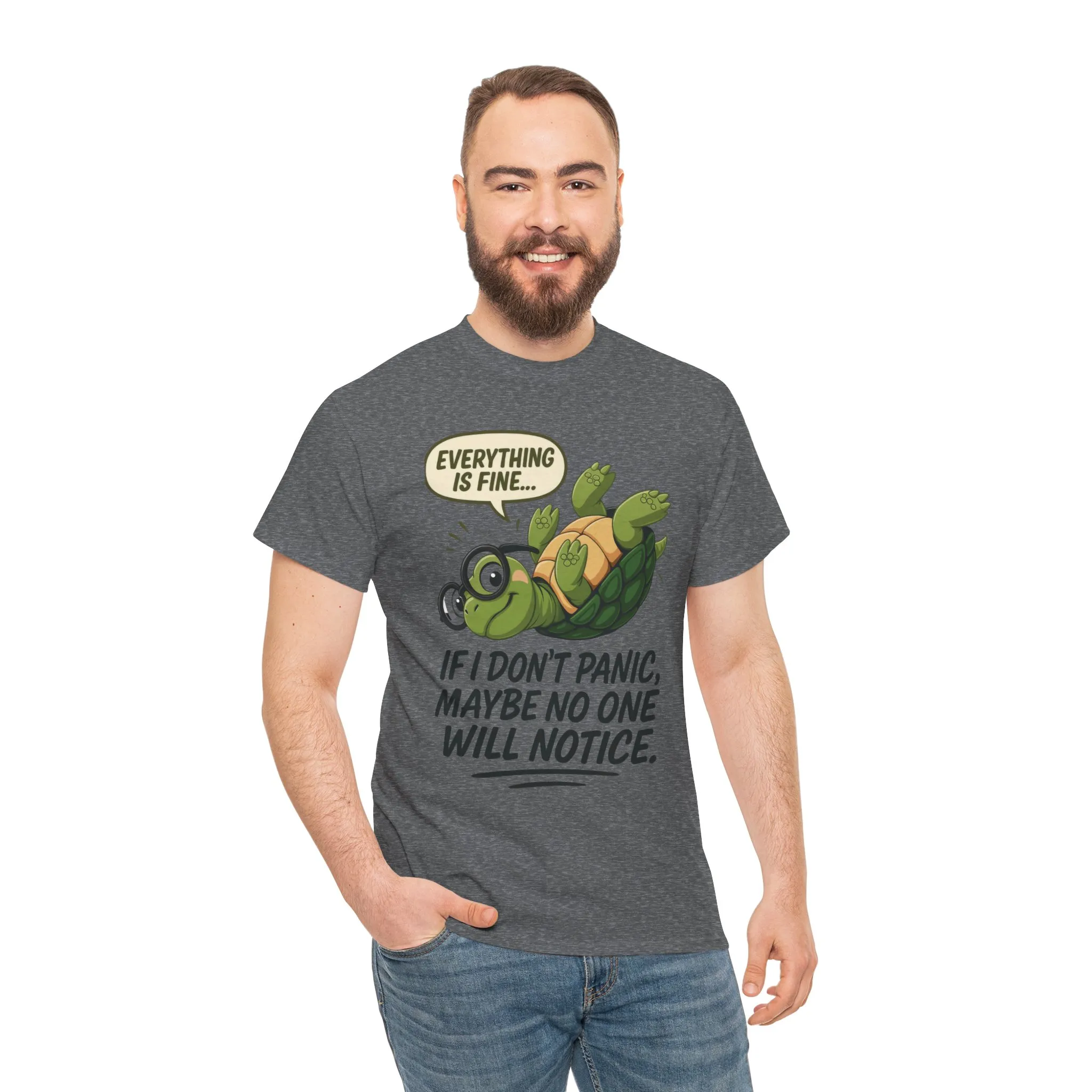 Everything is Fine Turtle Tee, Funny Unisex Cotton Tee, Cute Animal Shirt, Social Anxiety Joke, Great for Humor, Positive message t-shirt - Image 16