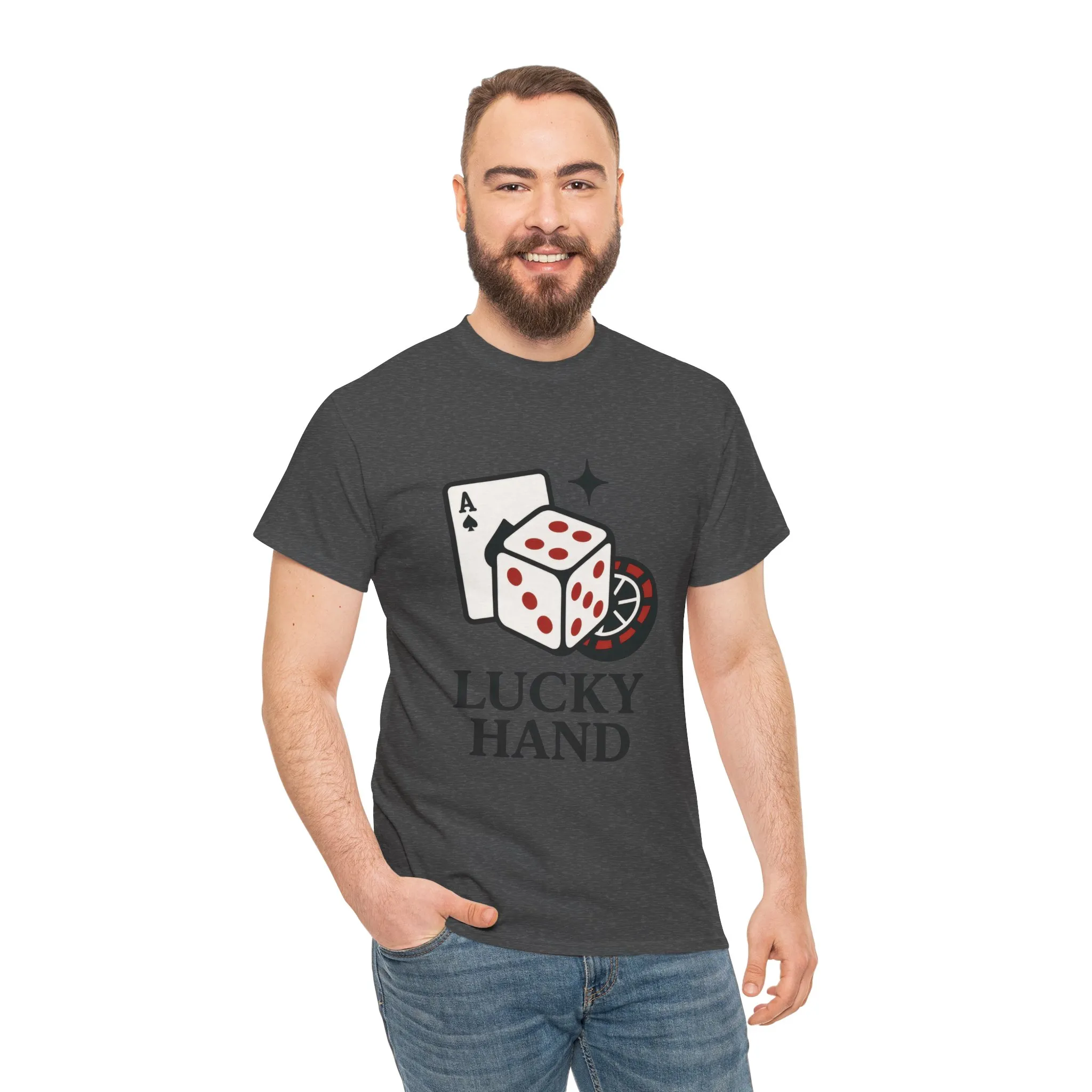 Lucky Hand Unisex Heavy Cotton Tee, Gambling Shirt, Casino Wear, Good Luck Gift, Poker T-Shirt, Casual Vintage Style - Image 10
