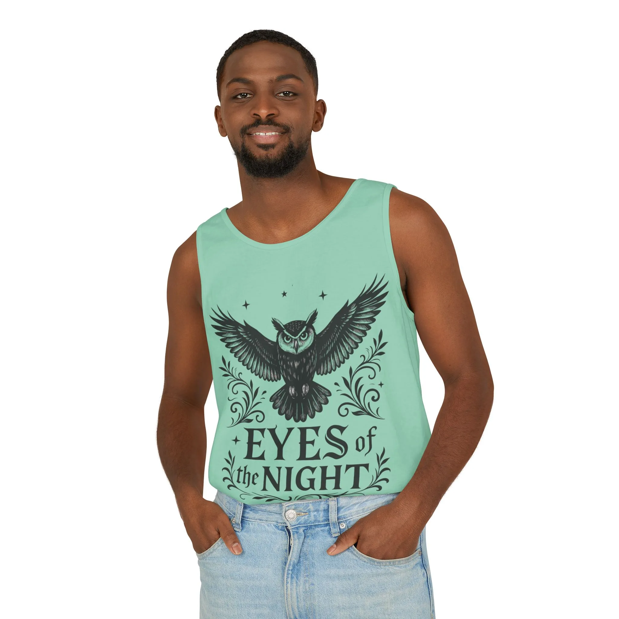 Eyes of the Night Owl Tank Top, Mens Summer Wear, Boho Aesthetic, Festival Outfit, Nature Lover Gift, Halloween Apparel - Image 16