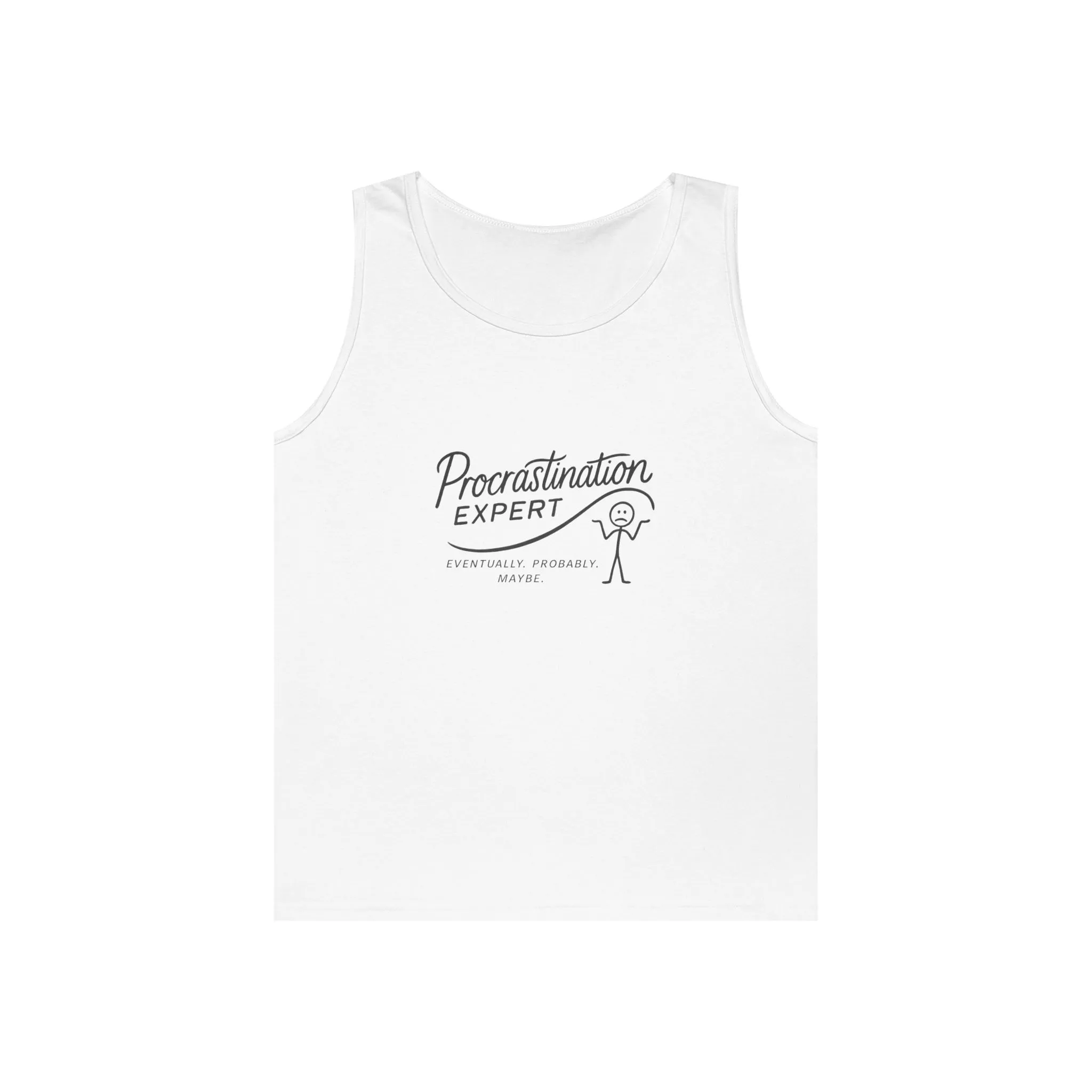 Procrastination Expert Unisex Heavy Cotton Tank Top, Funny Gift for Students, Casual Summer Wear, Relaxed Fit, Birthday Gift, Motivation Top - Image 2