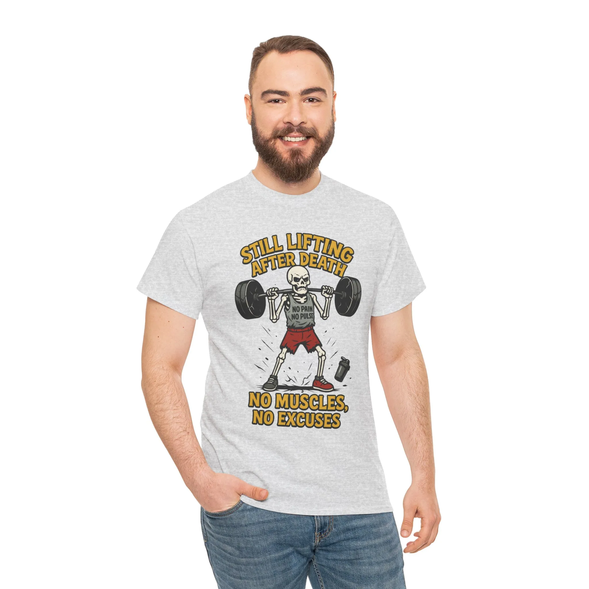 Funny Skeleton Gym T-Shirt, Still Lifting After Death, Funny Workout Shirt for Men, Fitness Gift, Halloween Apparel, Unisex Cotton Tee - Image 32