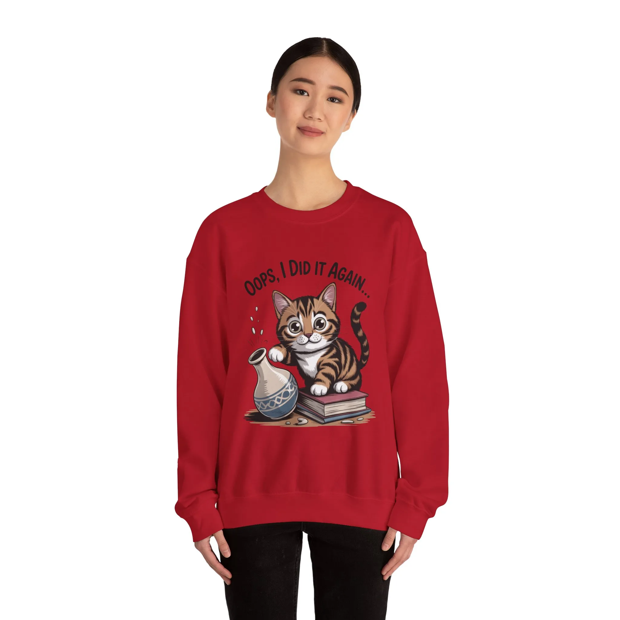 Cute Cat Oops! I Did It Again Sweatshirt, Funny Pet Lover Gift, Cozy Crewneck for Cat Moms, Purrfect for Birthdays, Casual Wear - Image 26