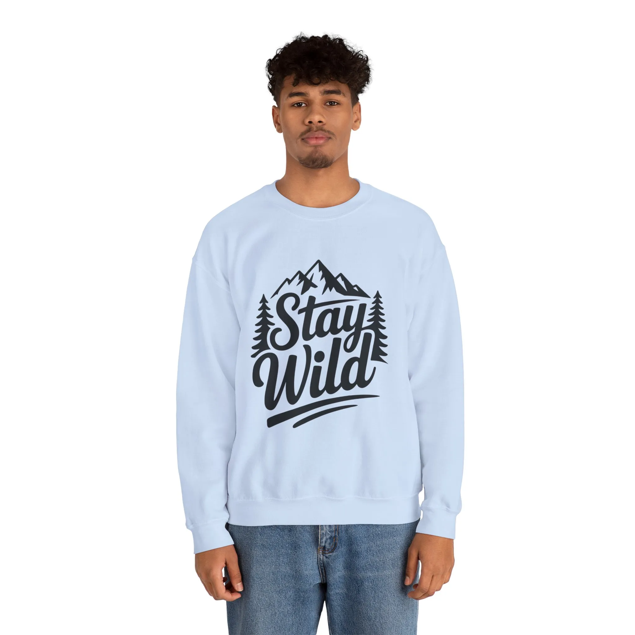 Stay Wild Unisex Crewneck Sweatshirt, Cozy Casual Wear for Adventurers, for Nature Lovers, Mountain Nature Unisex Crewneck Sweatshirt - Image 29