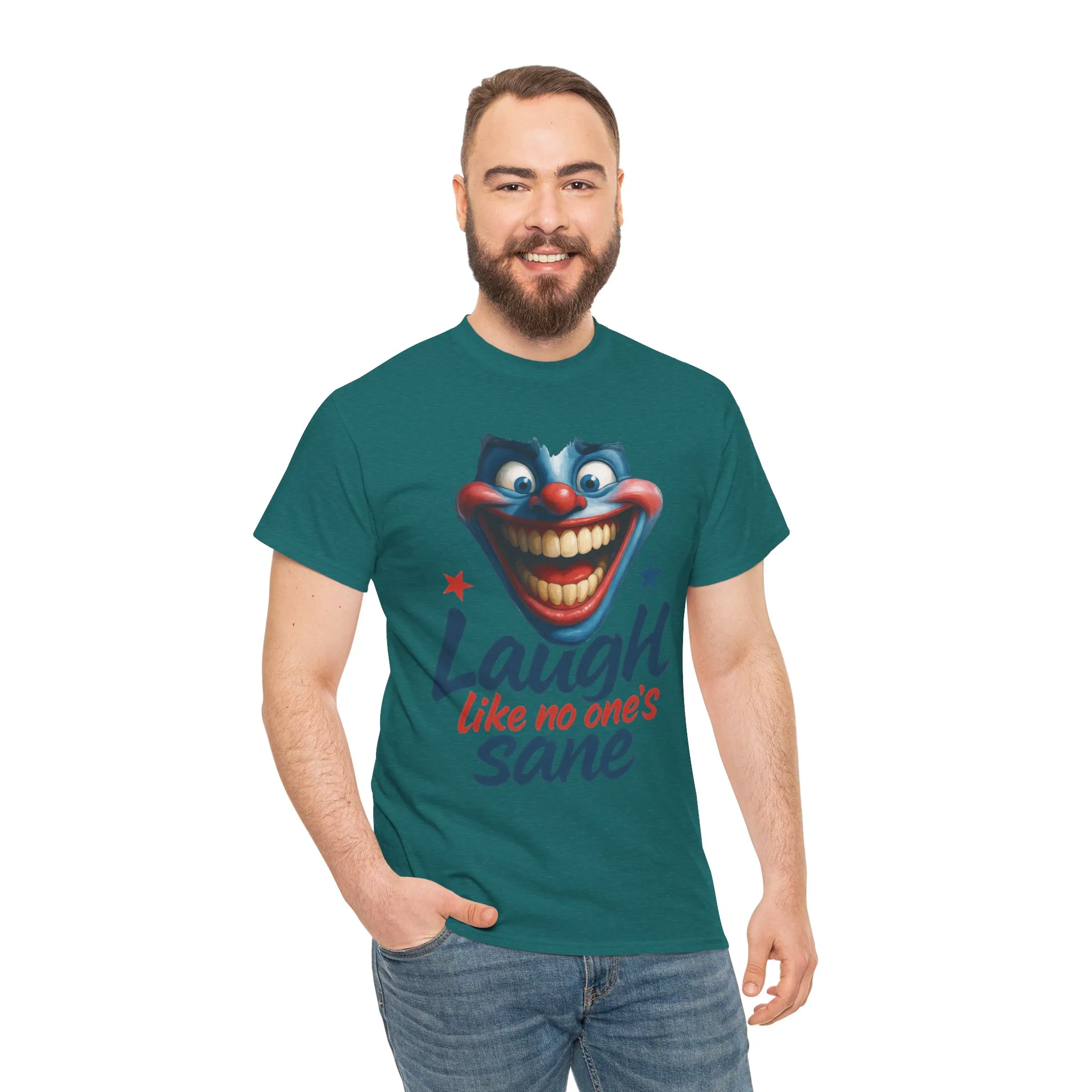 Funny Clown Face Unisex Heavy Cotton Tee, Creepy Clown Face T-Shirt, Humor T-Shirt,Clown Theme Shirt, Funny Horror Graphic Tee - Image 24