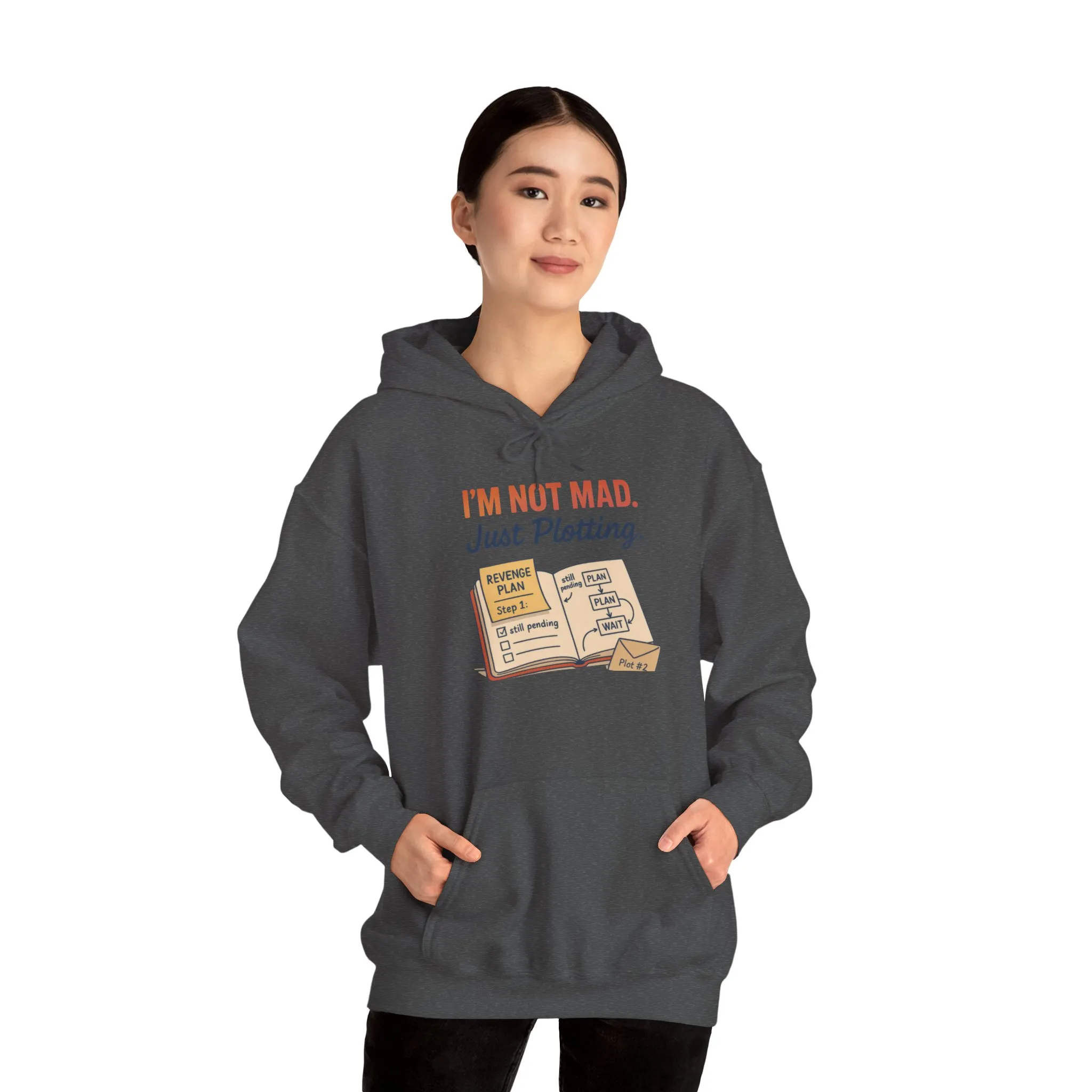 Sarcastic Womens Hoodie, Im Not Mad Just Plotting, Funny Passive Aggressive Sweatshirt Gift, Plotting Humor Hooded Womens Sweatshirt - Image 11