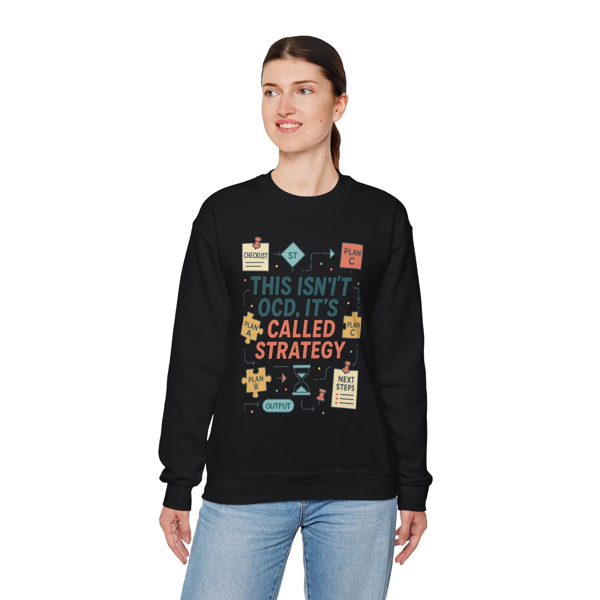 Funny Womens Planning Sweatshirt, This Isnt OCD Its Called Strategy, Sarcastic Organizer Pullover for Her, Strategy Sweatshirt - Image 3