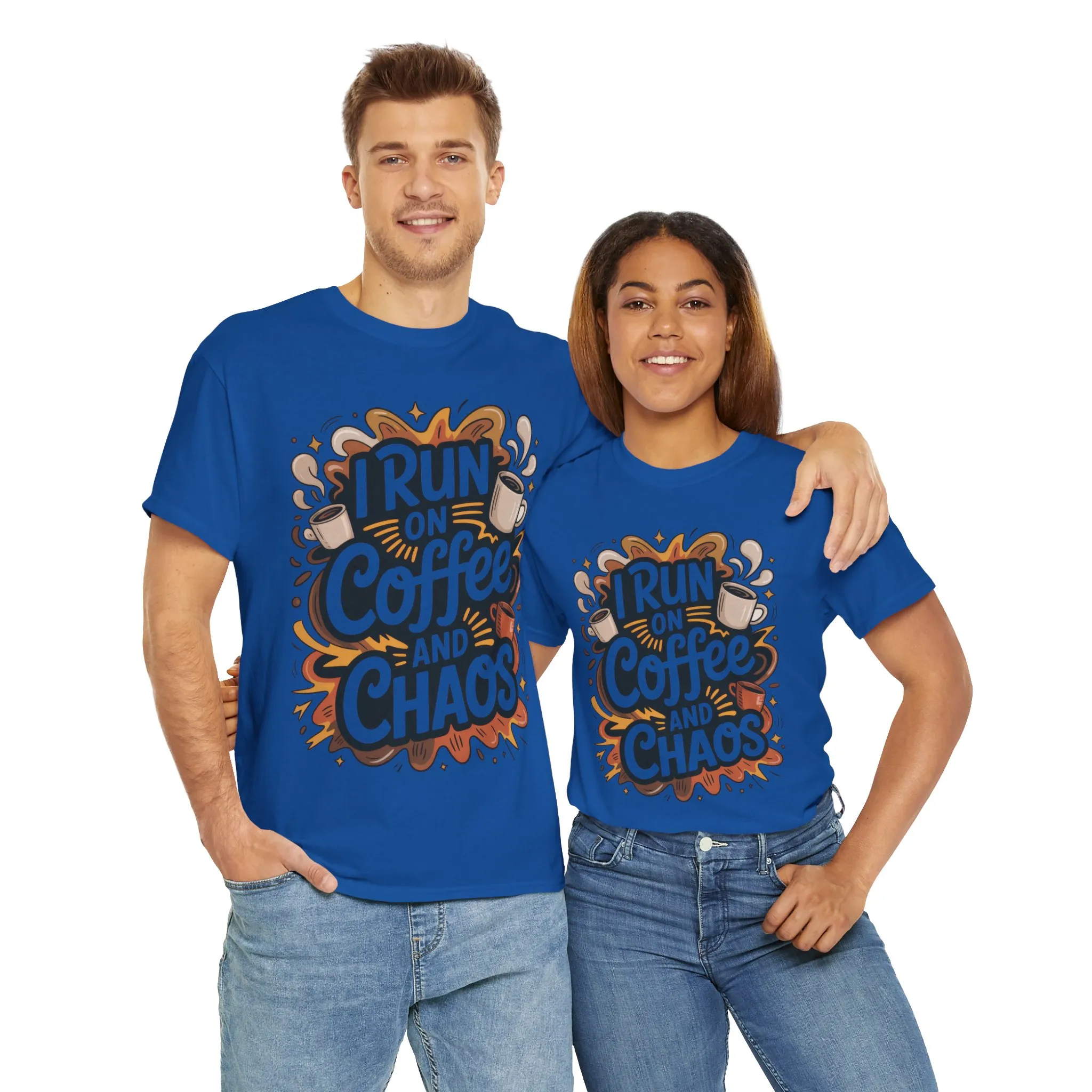 Run on Coffee and Chaos Tee, Unisex Cotton T-Shirt, Coffee Lover Gift, Casual Wear, Perfect for Relaxing Days - Image 9