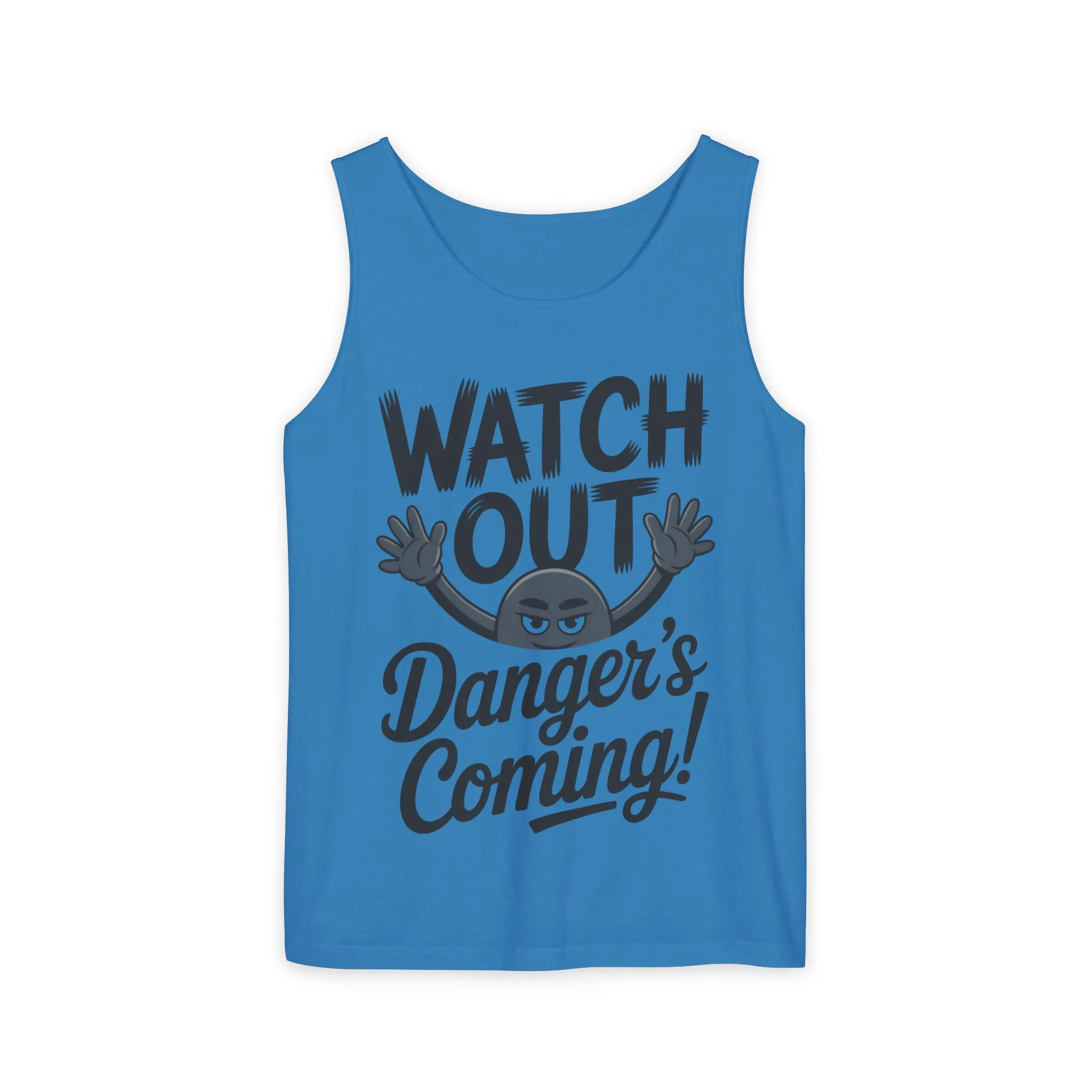 Watch Out! Danger's Coming, Mens Garment-Dyed Tank Top, Summer Tank, Trendy Mens Top, Fun Graphic Tee, Casual Wear, Gift for Him - Image 28