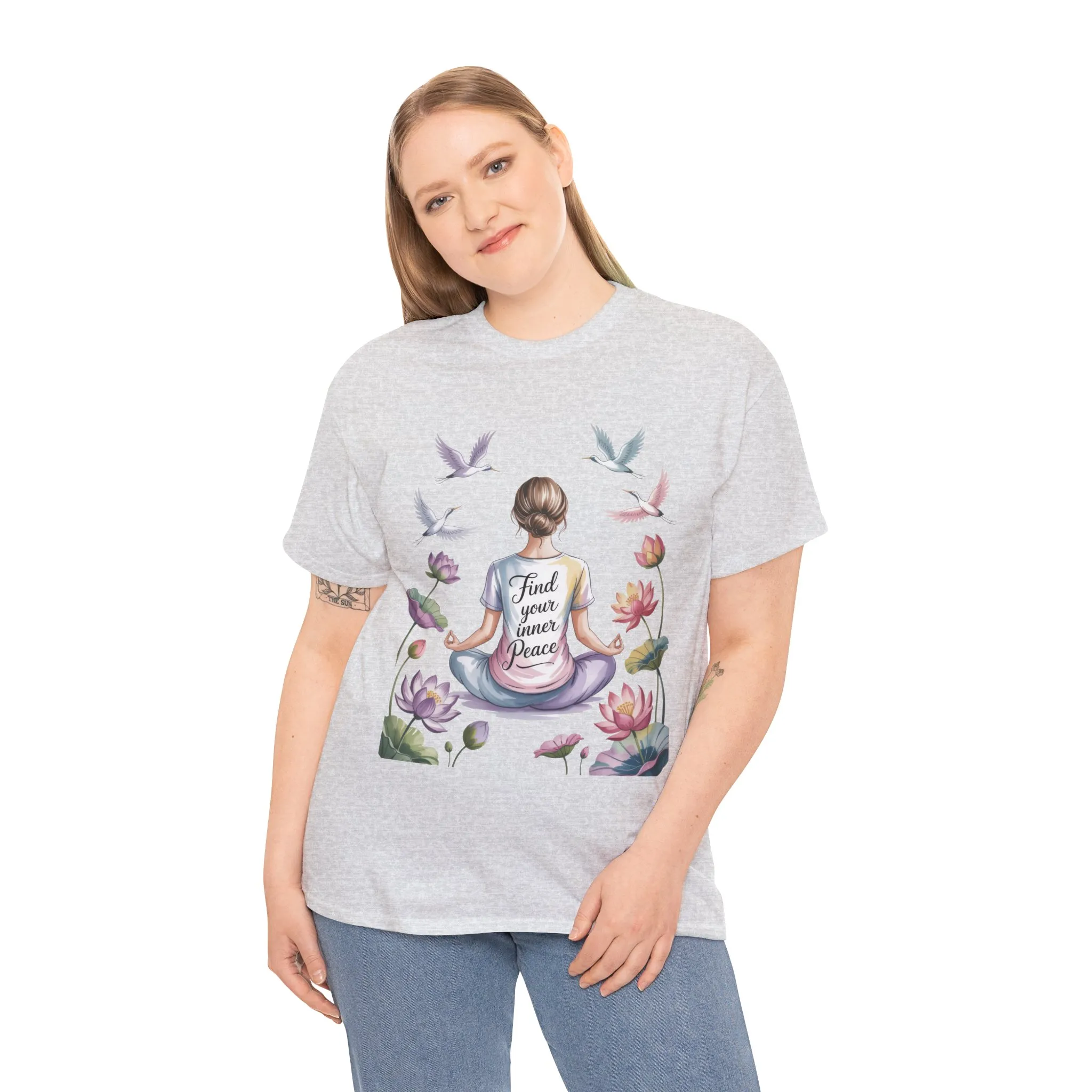 Find Your Inner Peace Womens Heavy Cotton Tee, Motivational Shirt, Meditation Apparel, Relaxation Gift, Casual Wear, Mindfulness Tee - Image 33