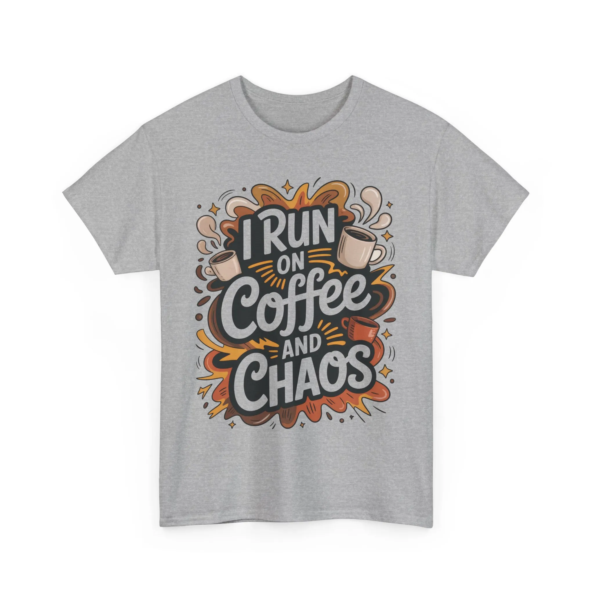 Funny Mens Coffee T-Shirt, I Run on Coffee and Chaos, Caffeinated Chaos Tee for Him, Perfect for Coffee Lovers, , Humor Tee - Image 4