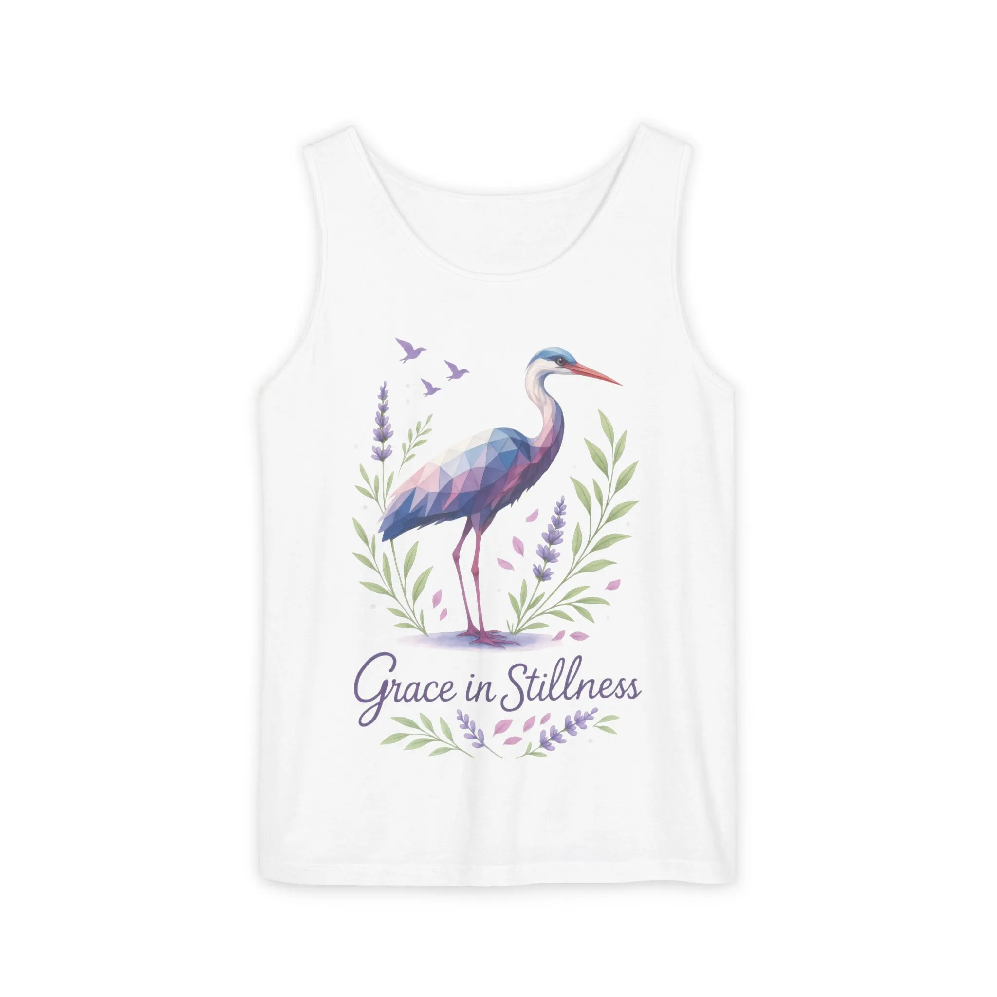 Polygonal Heron Graphic Tank, Womens Artistic Bird Summer Top, Geometric Crane, Bird Lovers Gift, Yoga Shirt, Fitness Apparel, Casual Wear - Image 4