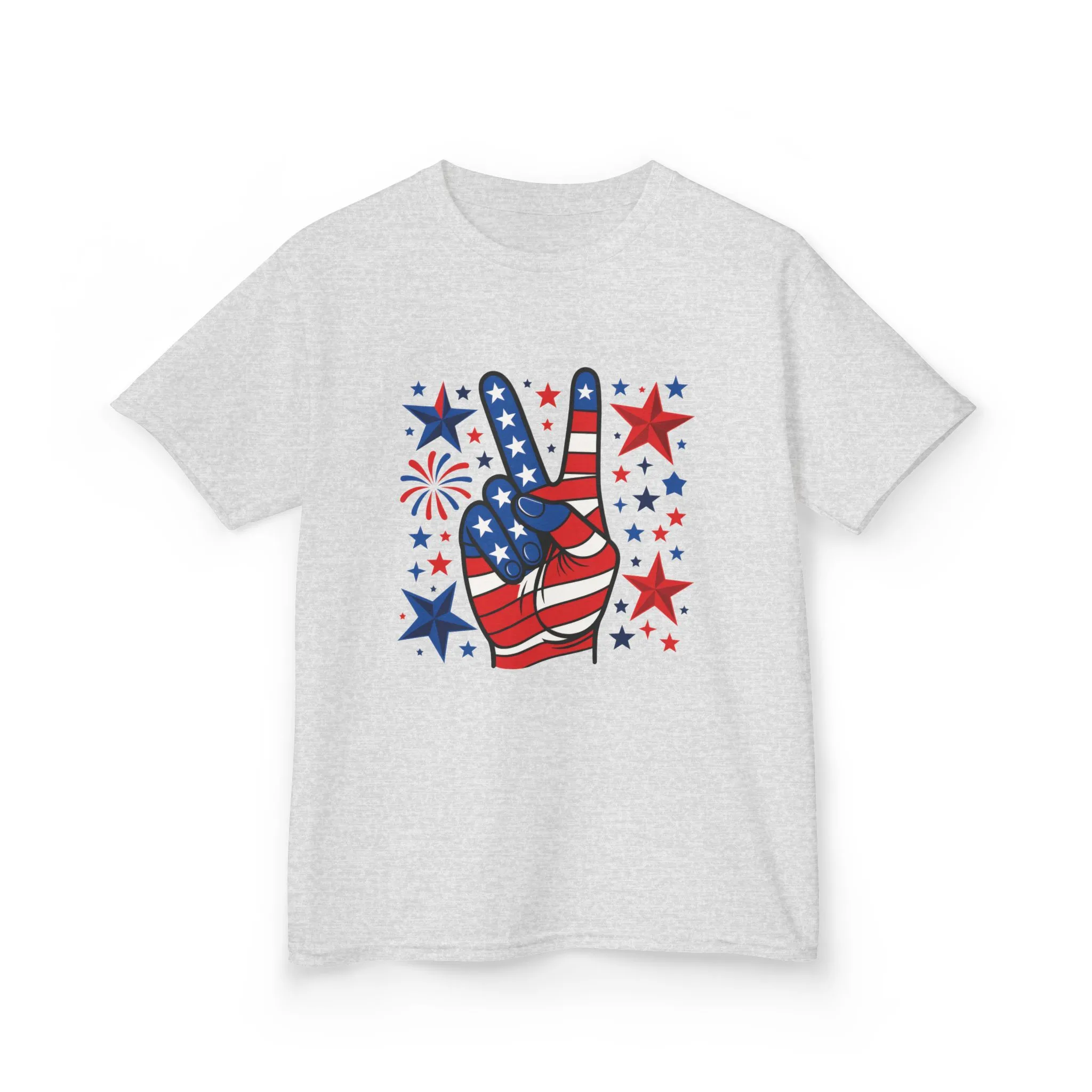 Kids Peace Sign Tee, Patriotic Children's T-Shirt, Americana Style Tee, July 4th Outfit, Independence Day Gift, Star-Spangled Shirt - Image 4