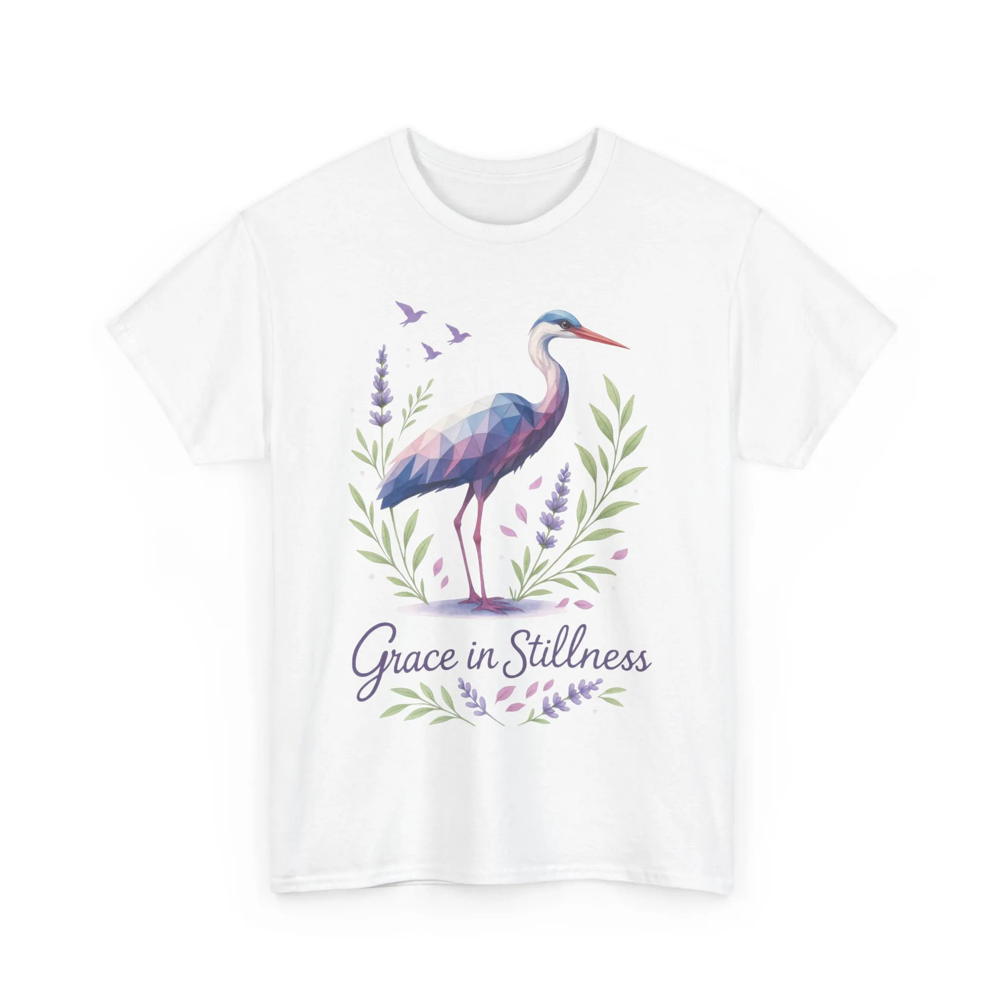 Polygonal Heron Graphic Shirt, Womens Artistic Bird Tee, Nature-Inspired Minimalist Design, Geometric Crane Tee, Bird Lovers Gift - Image 4