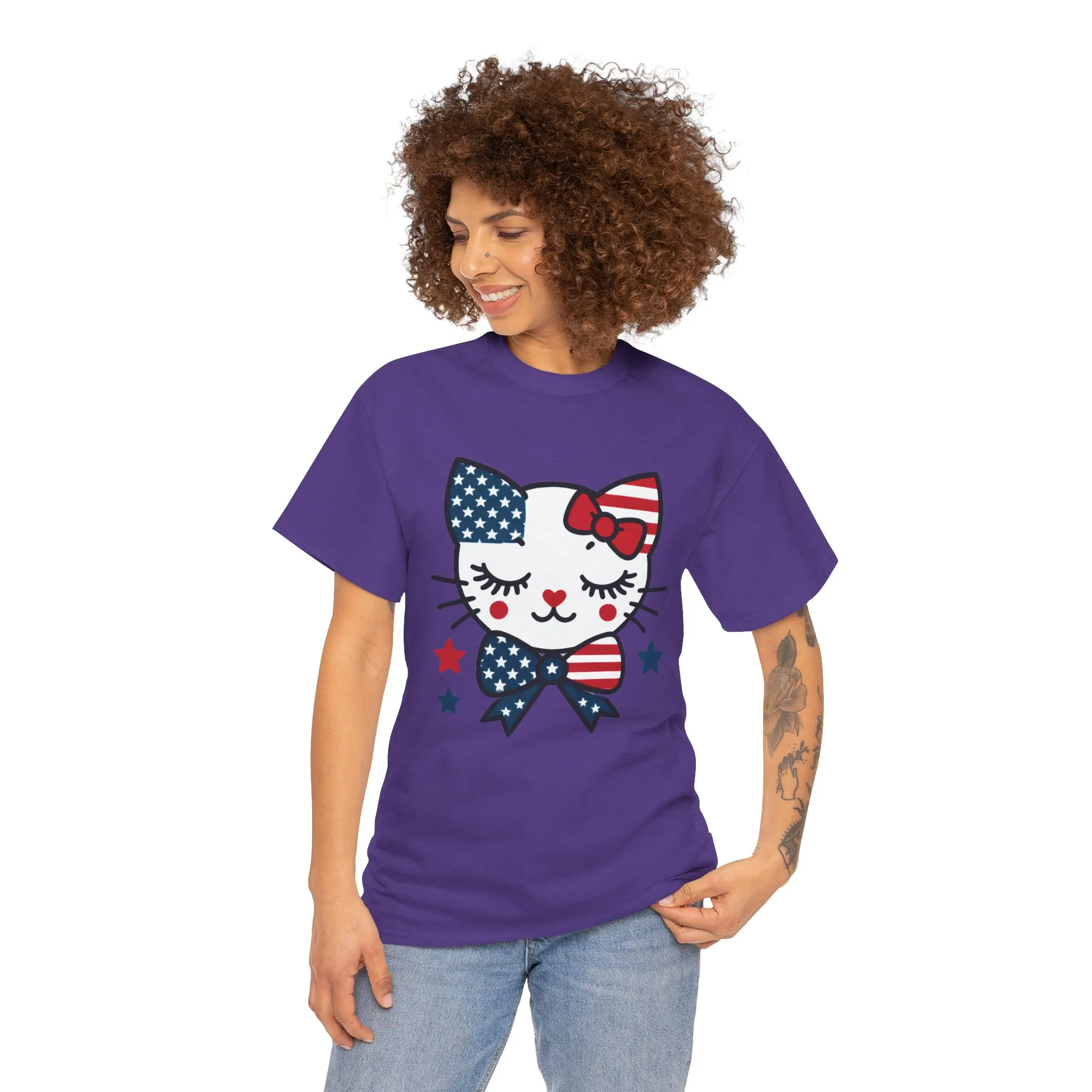 Patriotic Cat Womens Tee, Cute Cat Shirt, Womens T-Shirt, July 4th Outfit, Independence Day Gift, Animal Lover Apparel - Image 22