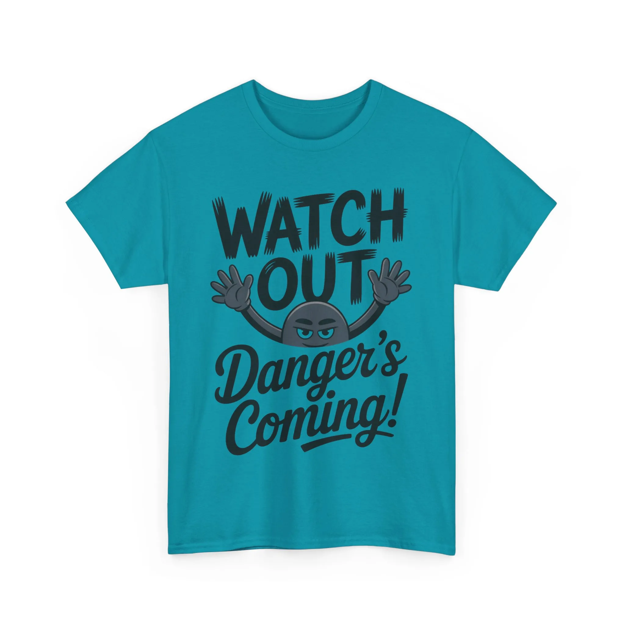Funny "Watch Out" Cartoon Character T-Shirt, Sketch Style Unisex Heavy Cotton Tee, Minimalist Humorous Graphic Tee, Gift for Him/Her - Image 17