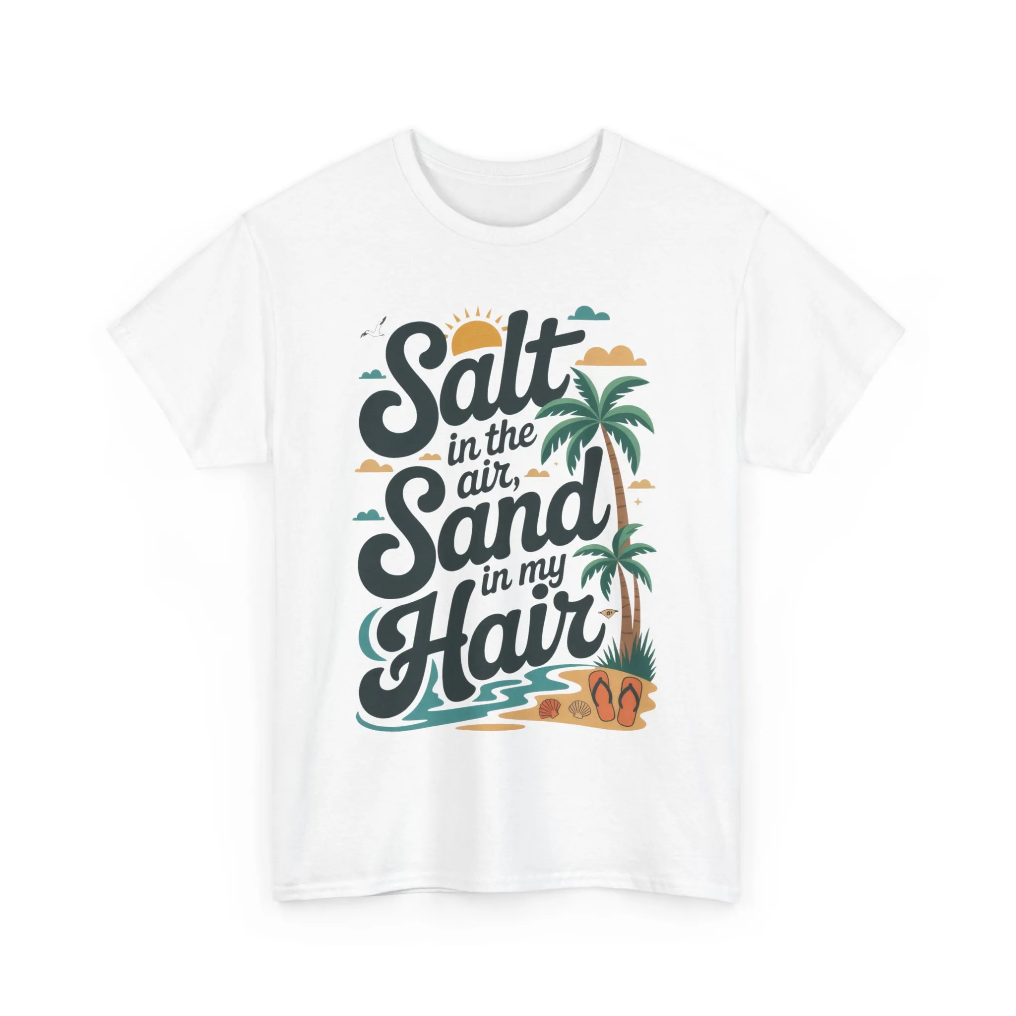 Salt in the Air Sand in My Hair Shirt, Beach Summer Vibes Graphic T-Shirt, Tropical Ocean Palm Design, Ocean-Themed Shirt, Gift Beach Lovers - Image 6