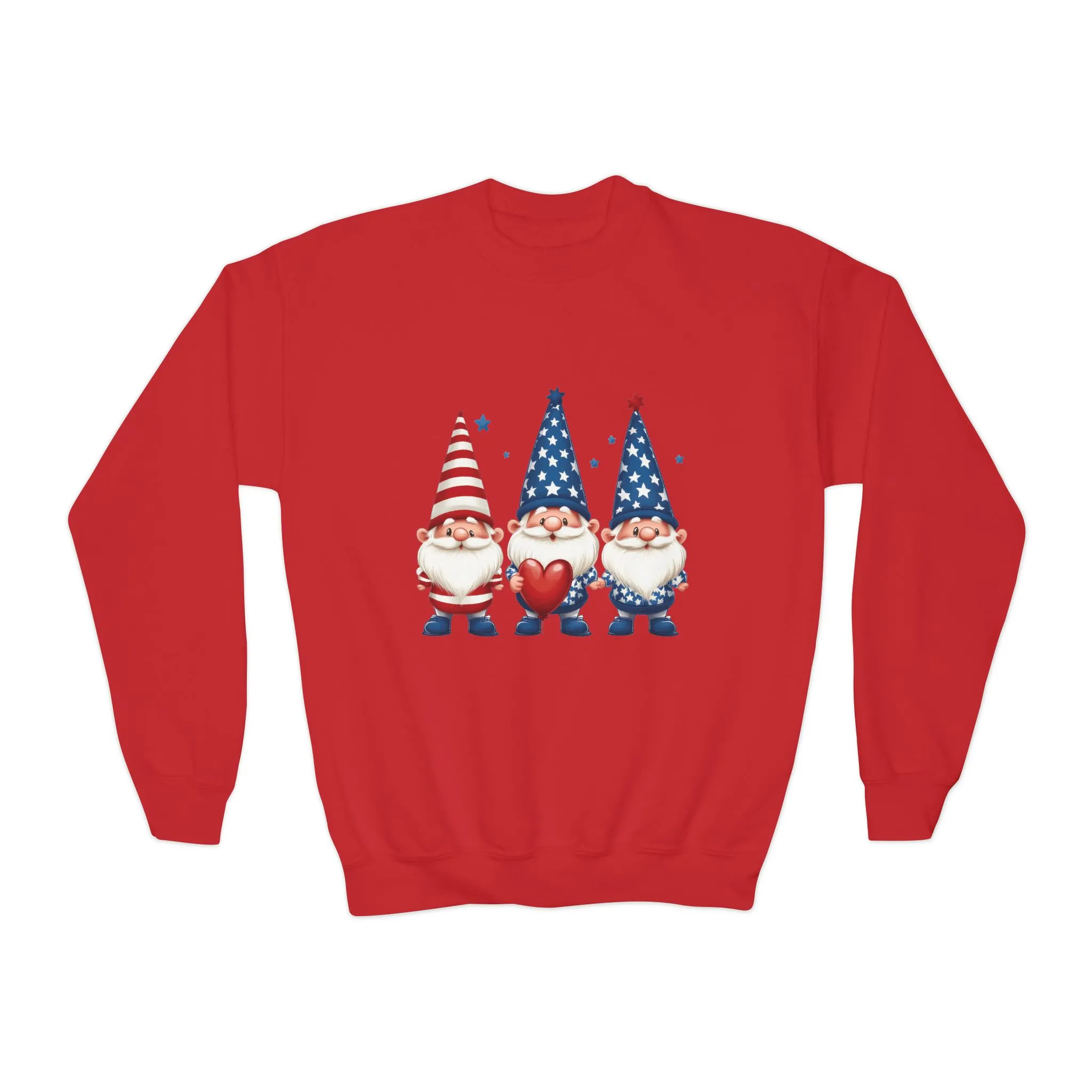 Patriotic Gnome Youth Crewneck Sweatshirt, 4th of July Sweatshirt, Cute Gnome Pullover, Summer Camp Outfit, Kids Holiday Apparel - Image 11