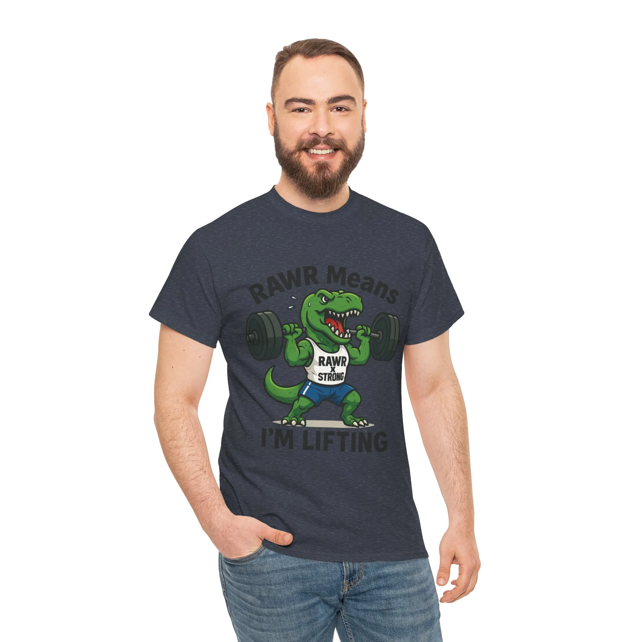 RAWR Gym Shirt for Men, Funny Dinosaur Lifting Tee, Workout Dino Fitness Gift, Barbell Humor Shirt, Motivational T-Shirt, Activewear - Image 26