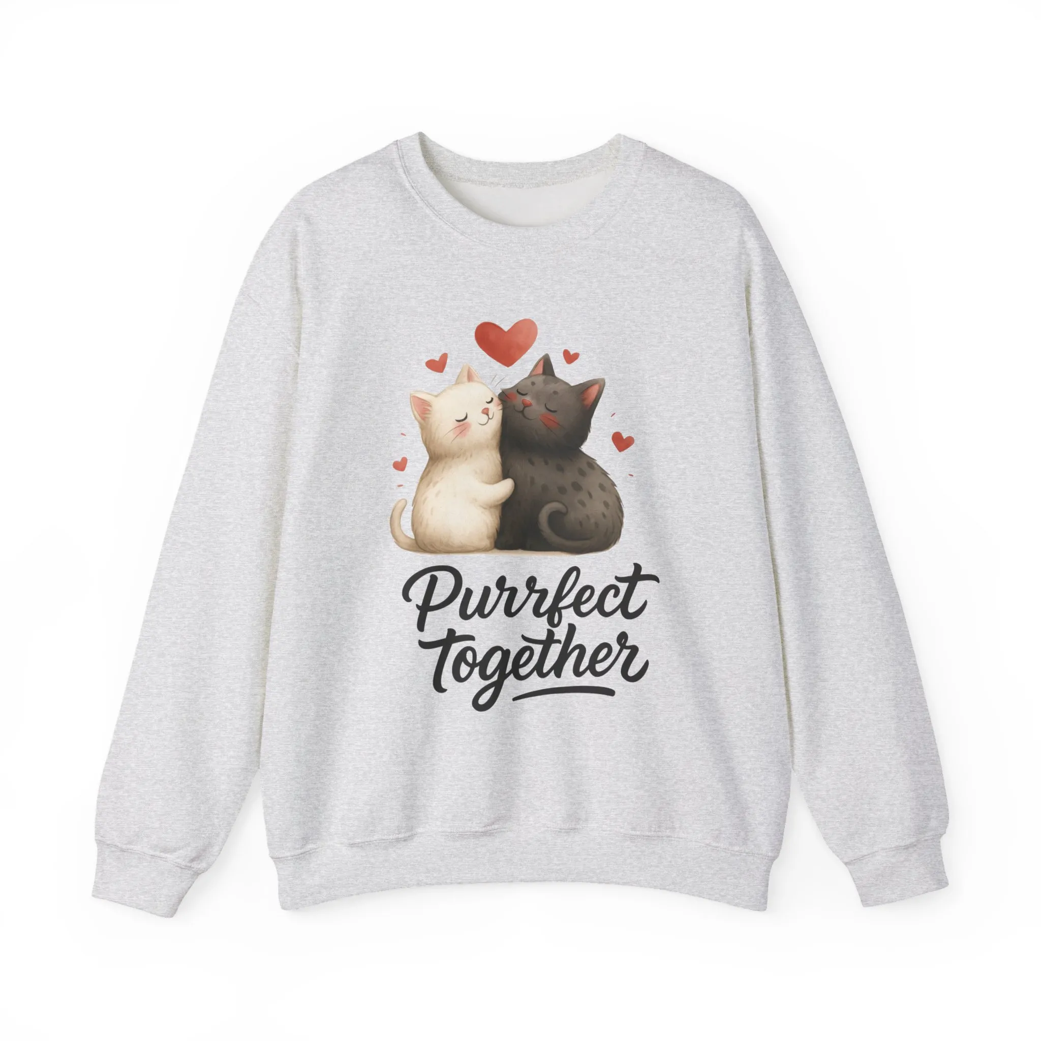 Cute Cat Couple Womens Sweatshirt, Purrfect Together Sweater, Gift for Cat Lovers, Cozy Crewneck for Valentine's Day, Animal Lover Apparel - Image 4