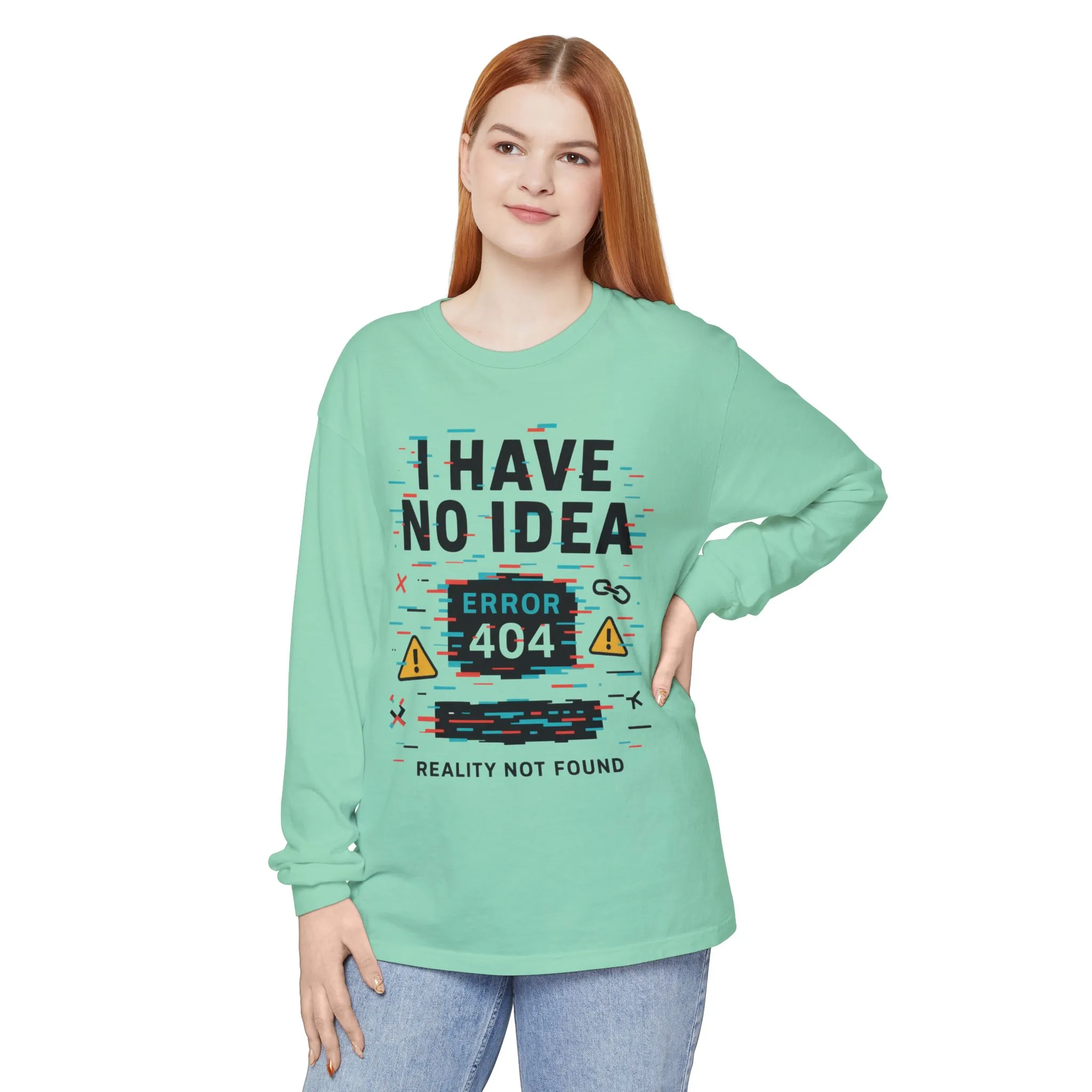 Unisex Long Sleeve T-Shirt, Funny Error 404 Graphic Tee, Internet Humor, Geeky Apparel, Quirky Humor Shirt, Gift for Tech Lovers - Image 28