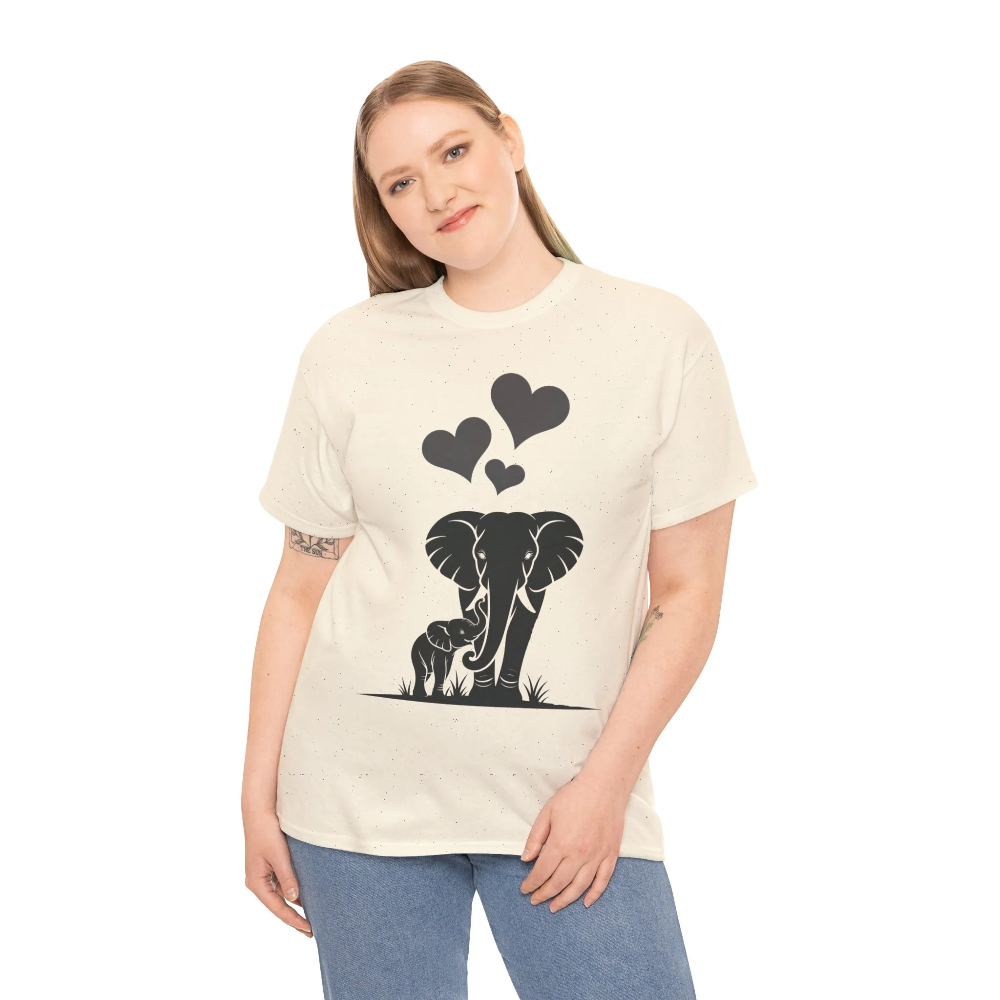 Elephant Mom and Baby T-Shirt, Elephant Love Cotton Tee, Cute Animal Shirt, Animal Lover Gift, Cute Minimalist Elephant Design - Image 33