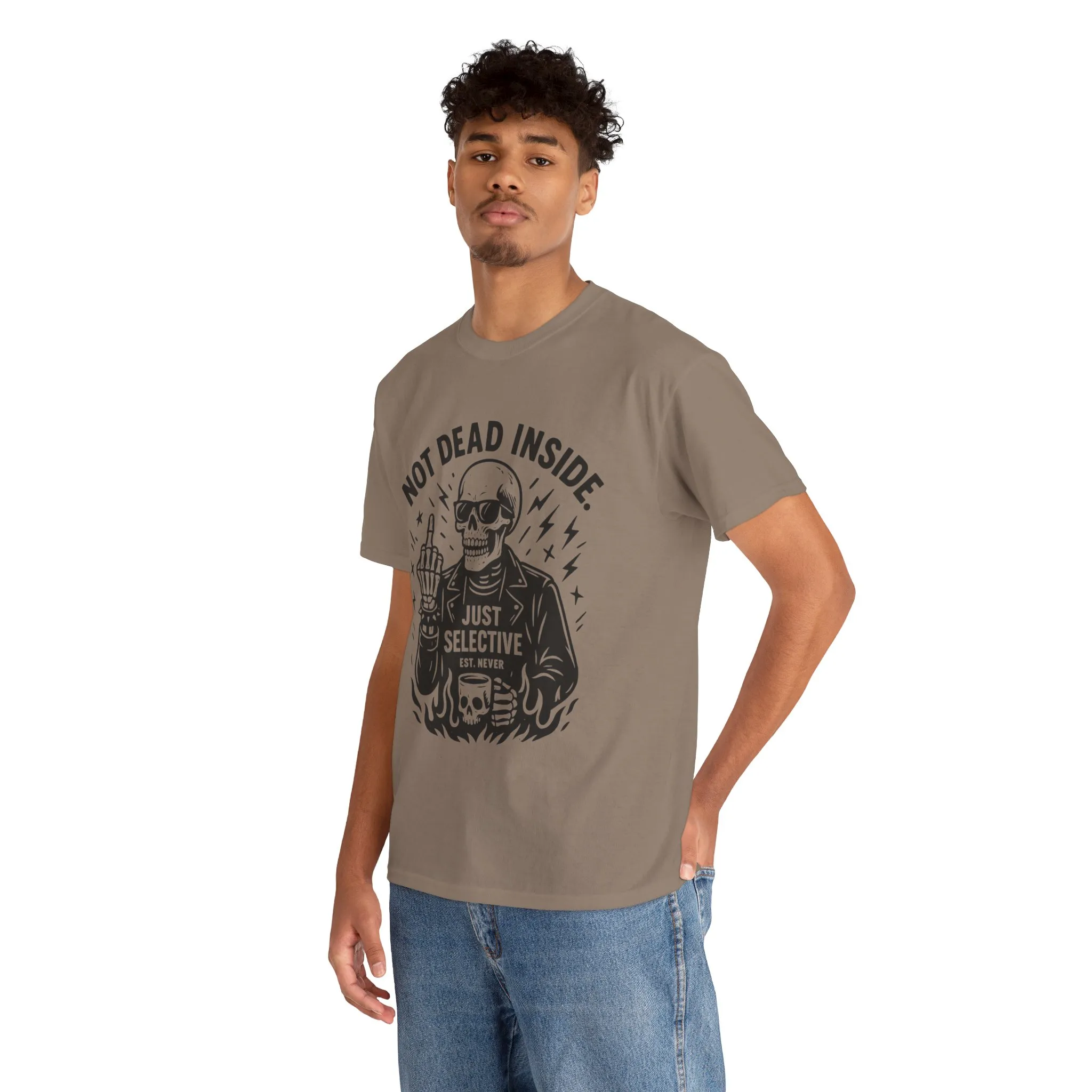 Mens Dark Humor Graphic Shirt, Not Dead Inside, Funny Graphic Shirt for Casual Wear, Gifts for Him, Halloween, Occasions, Funny Skeleton Tee - Image 11