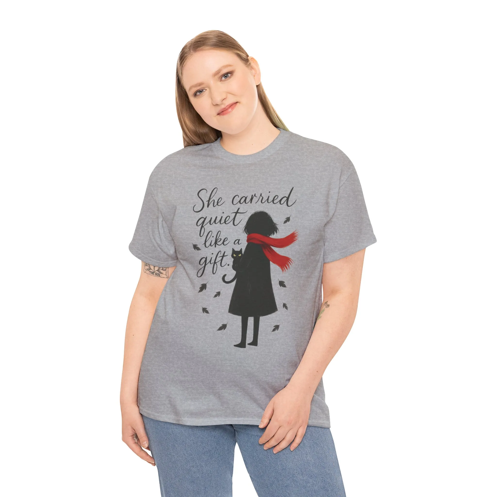 Cat Lover Womens T-Shirt, Whimsical Hand-Drawn Illustration Tee, Artistic Minimalist Gift for and Introverts, Cute Animal Apparel - Image 9