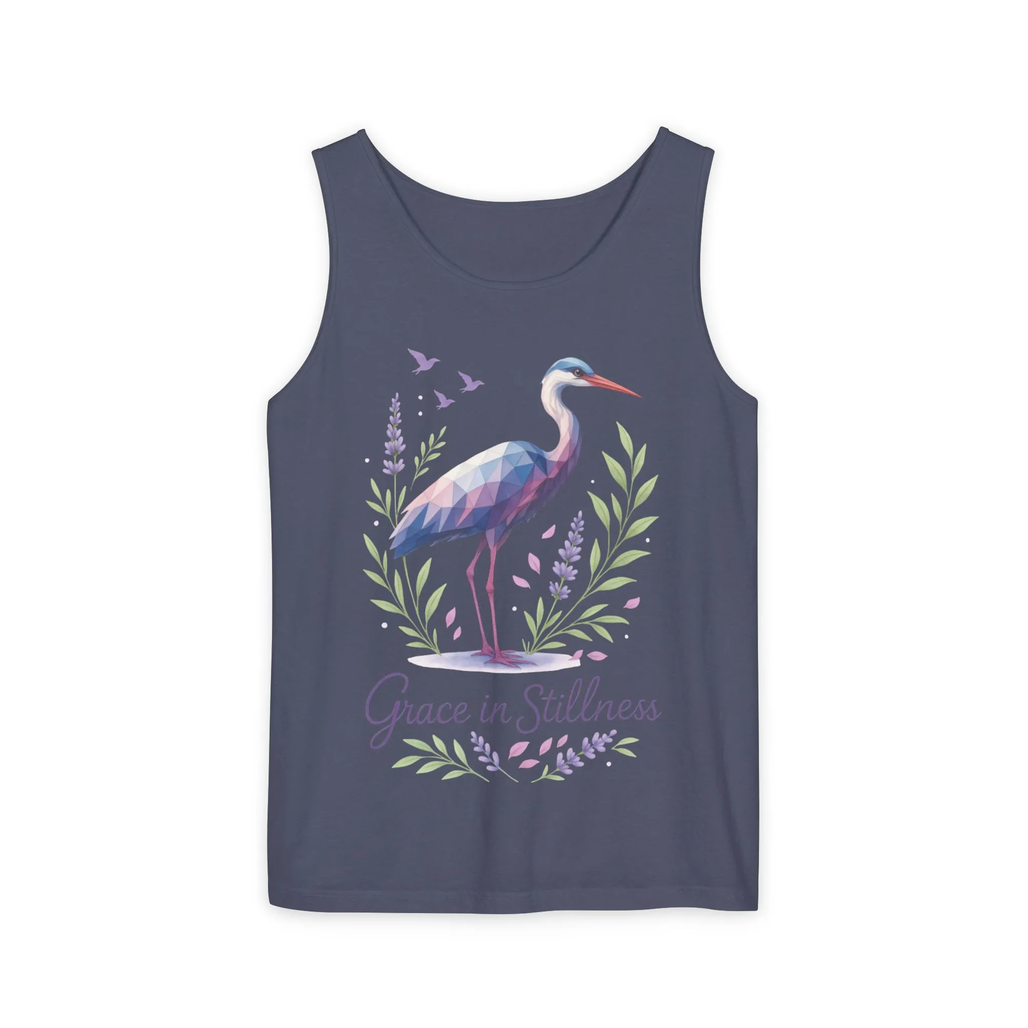 Polygonal Heron Graphic Tank, Womens Artistic Bird Summer Top, Geometric Crane, Bird Lovers Gift, Yoga Shirt, Fitness Apparel, Casual Wear - Image 16