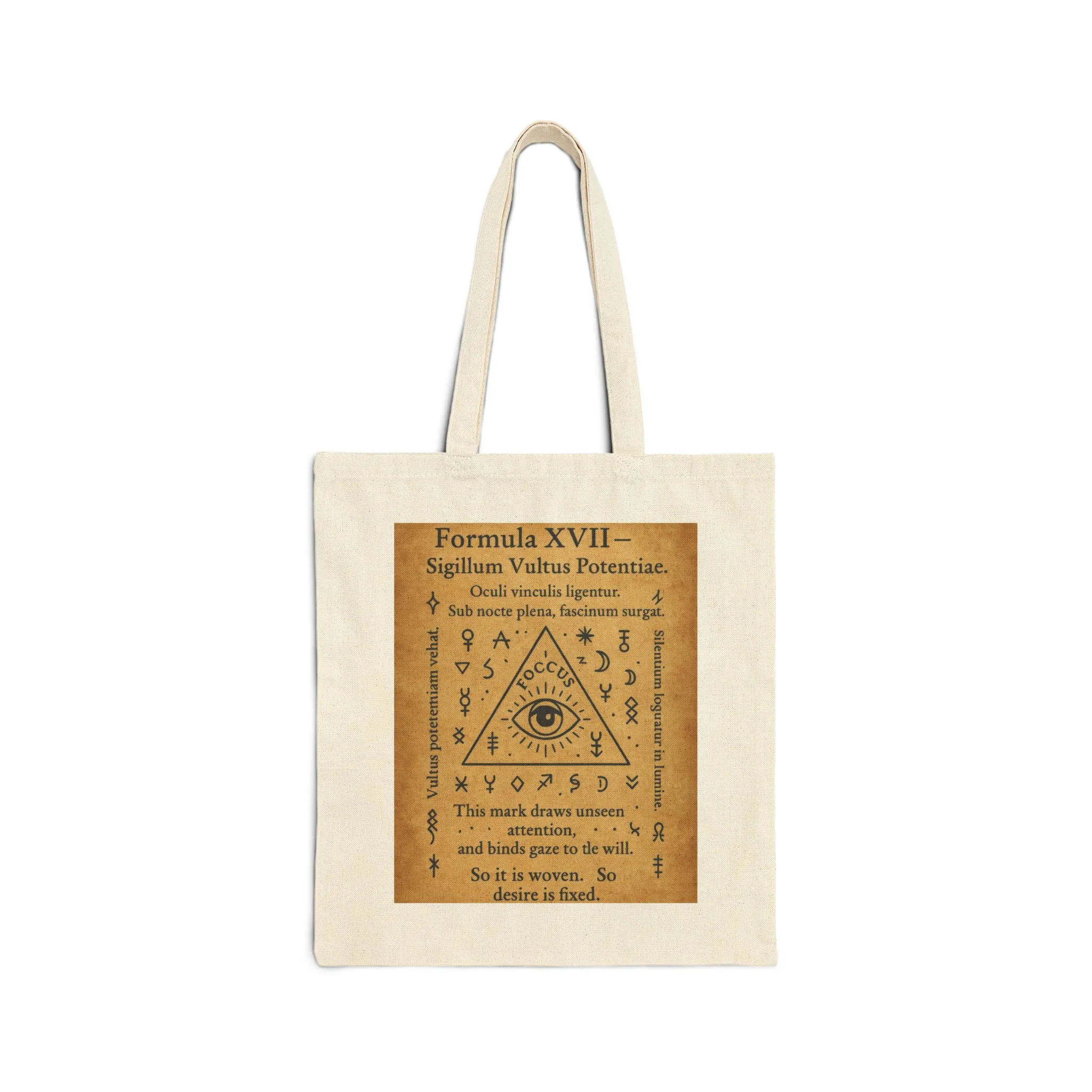 Sigil of Focus and Power Tote Bag, Mystic Eye in Triangle, Attention Drawing Symbol, Witchy Canvas Bag, Occult Gaze Charm - Image 2