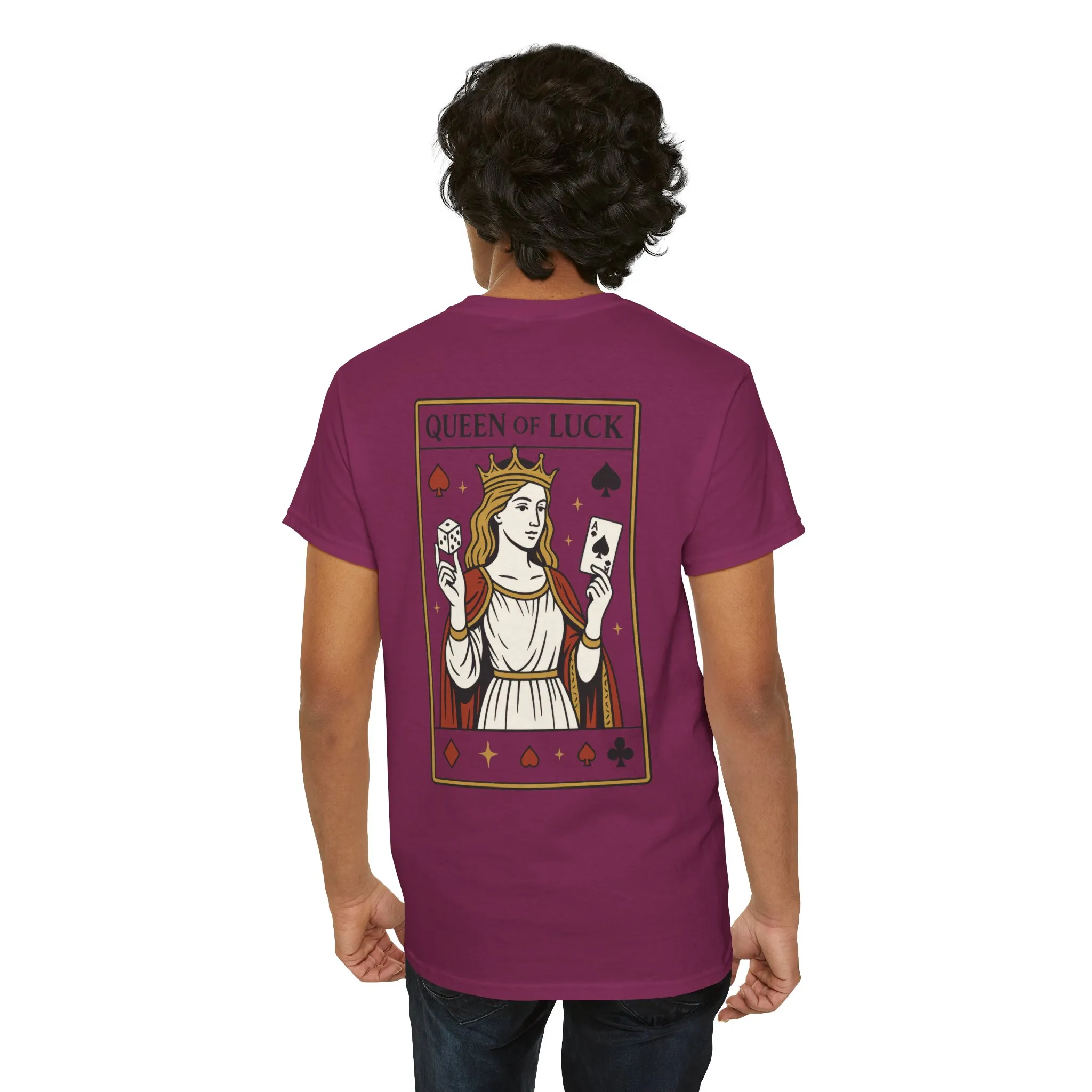 Front & Back Print unisex T-Shirt, Roll the Dice Tee for Men, Vintage Gambling Shirt, Casino Gift, Poker Gift, Card Games Gift, Queen of Luck - Image 33