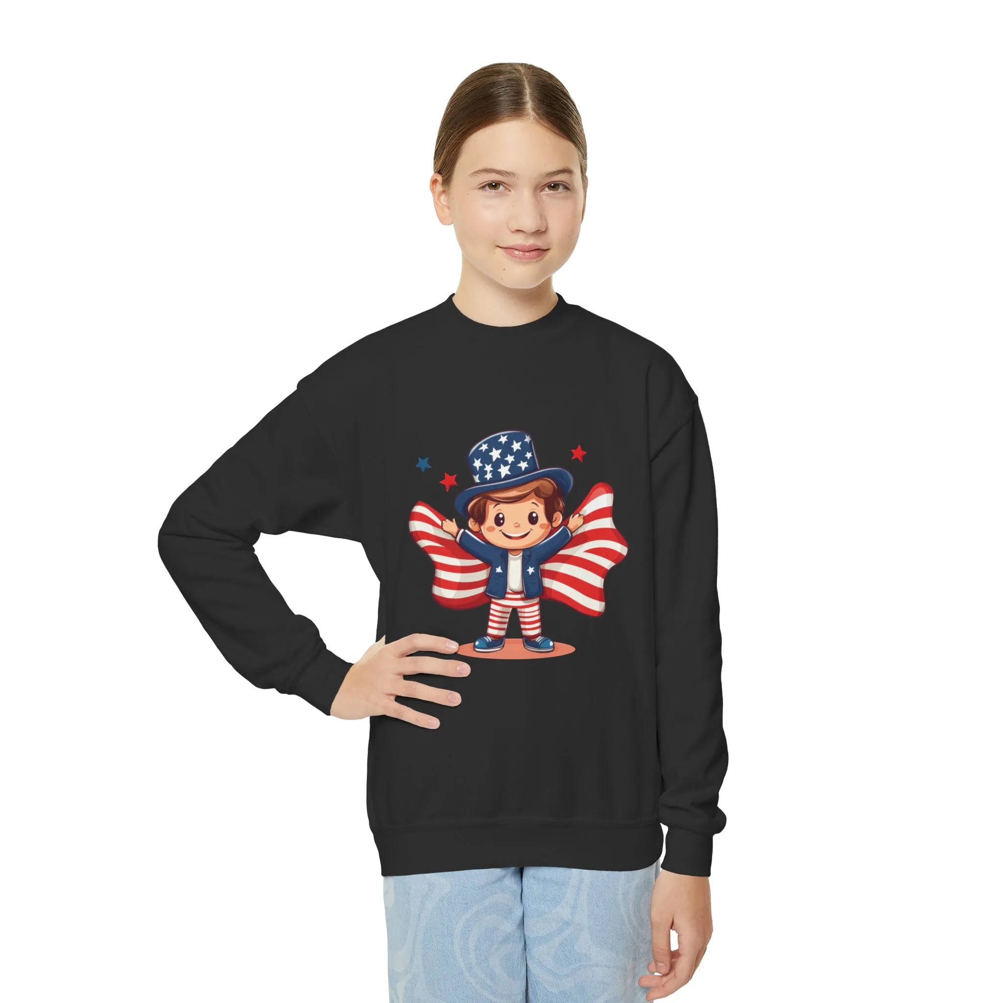 Patriotic Youth Crewneck Sweatshirt, Kids Flag Sweatshirt, July 4th Outfit, Independence Day Gear, Americana Sweatshirt, Holiday Clothing - Image 9