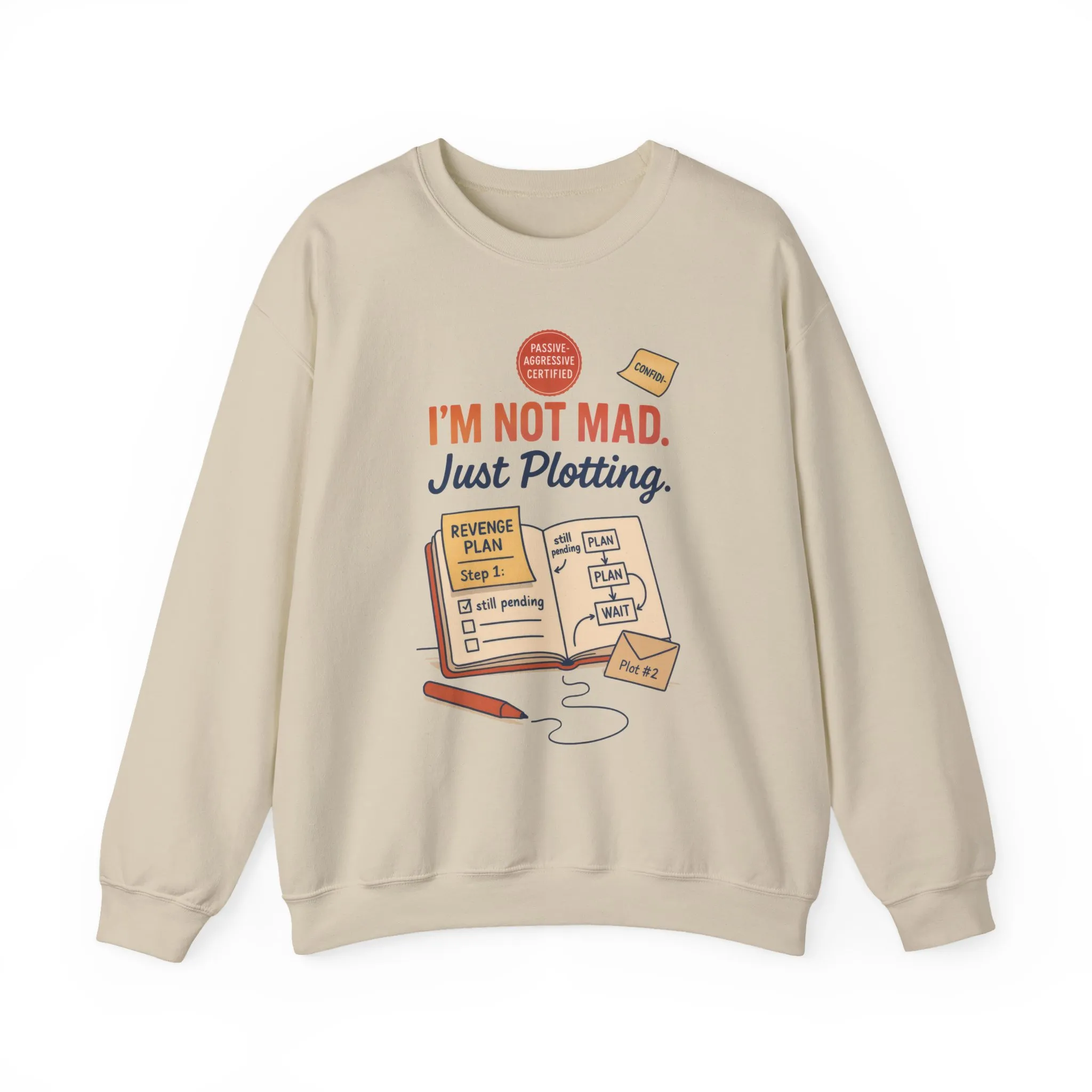 Funny Mens Revenge Sweatshirt, Im Not Mad Just Plotting, Passive Aggressive Sarcastic Crewneck for Him - Image 7
