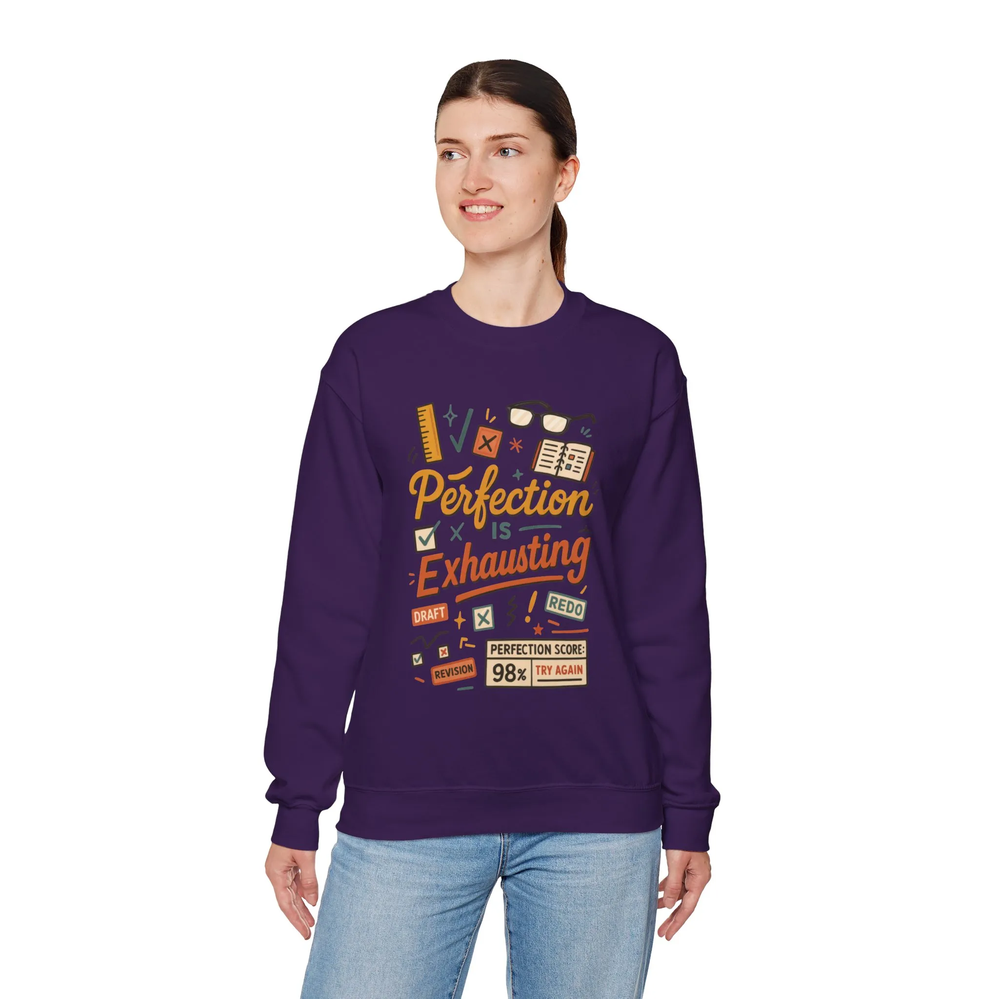 Exhausting Perfection Crewneck Sweatshirt, Funny Gift for Students, Cozy Unisex Sweater, Gift for Graduates, Motivational Apparel - Image 48