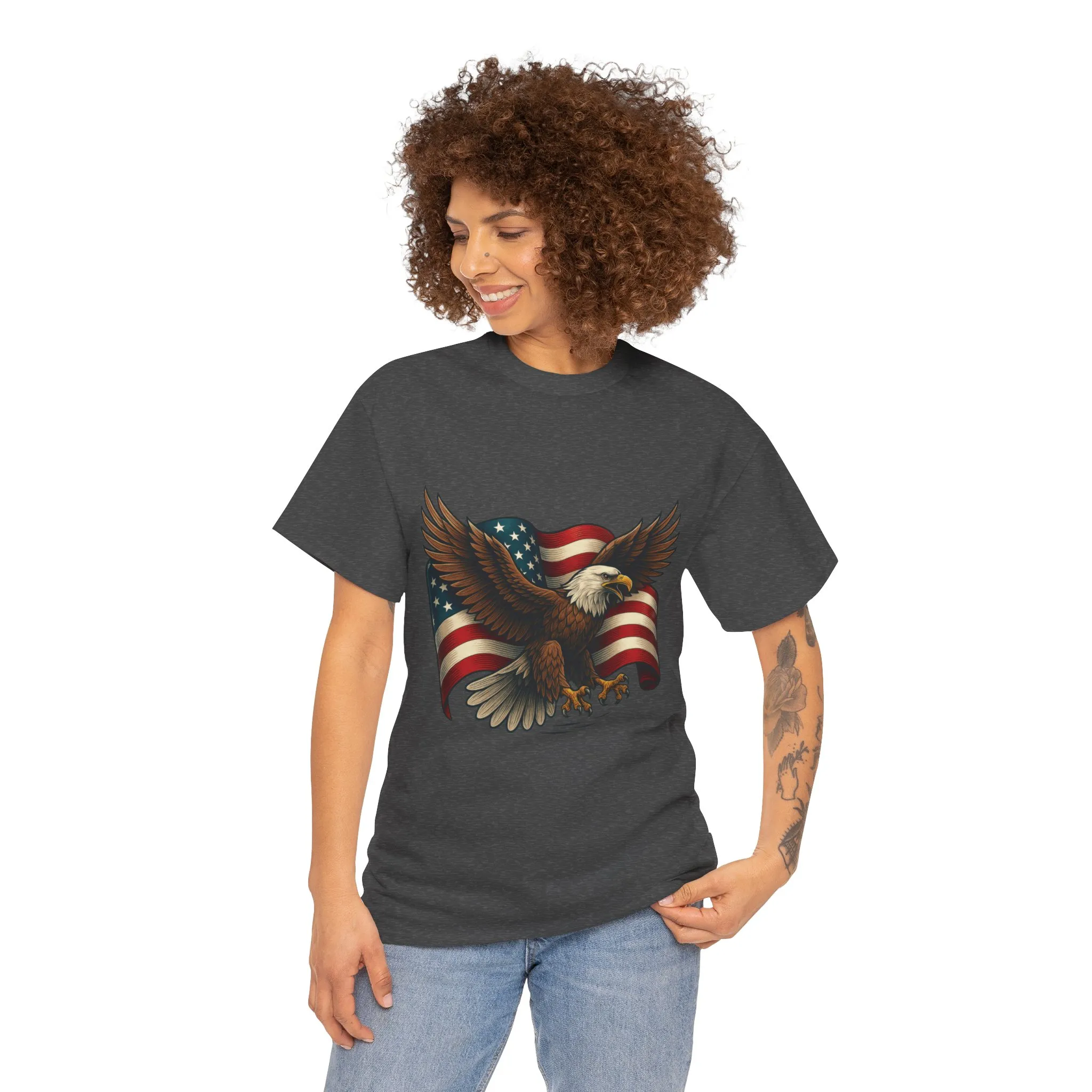 American Eagle Graphic Tee, Patriotic T-Shirt, Fourth of July Apparel, Eagle Love Shirt, Unisex Heavy Cotton Tee - Image 21