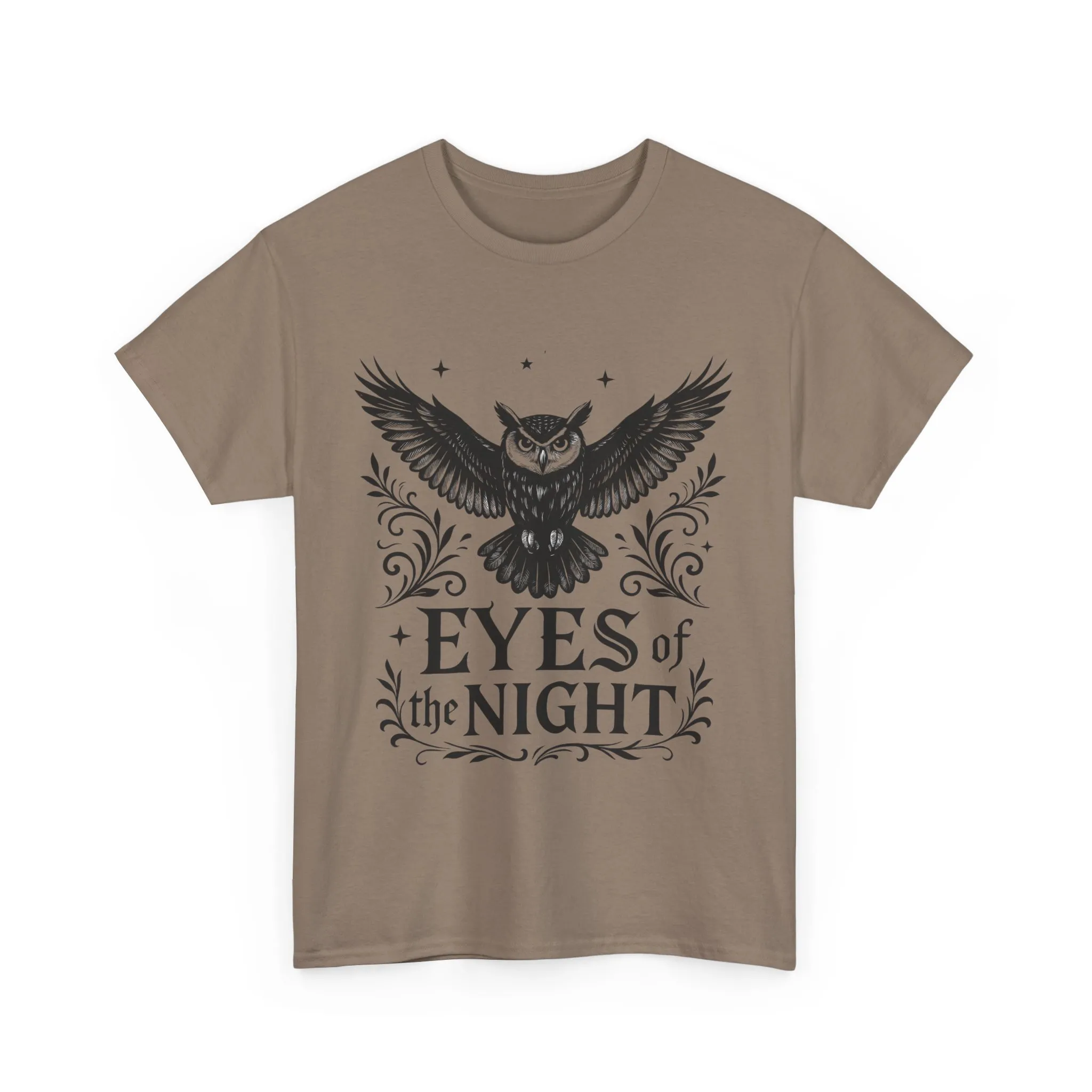 Cool Owl Graphic Unisex Heavy Cotton Tee, Flying Owl Art T-Shirt, Animal Print Tee, Gothic Bird Graphic Tee, Mens Gothic Style Shirt - Image 10
