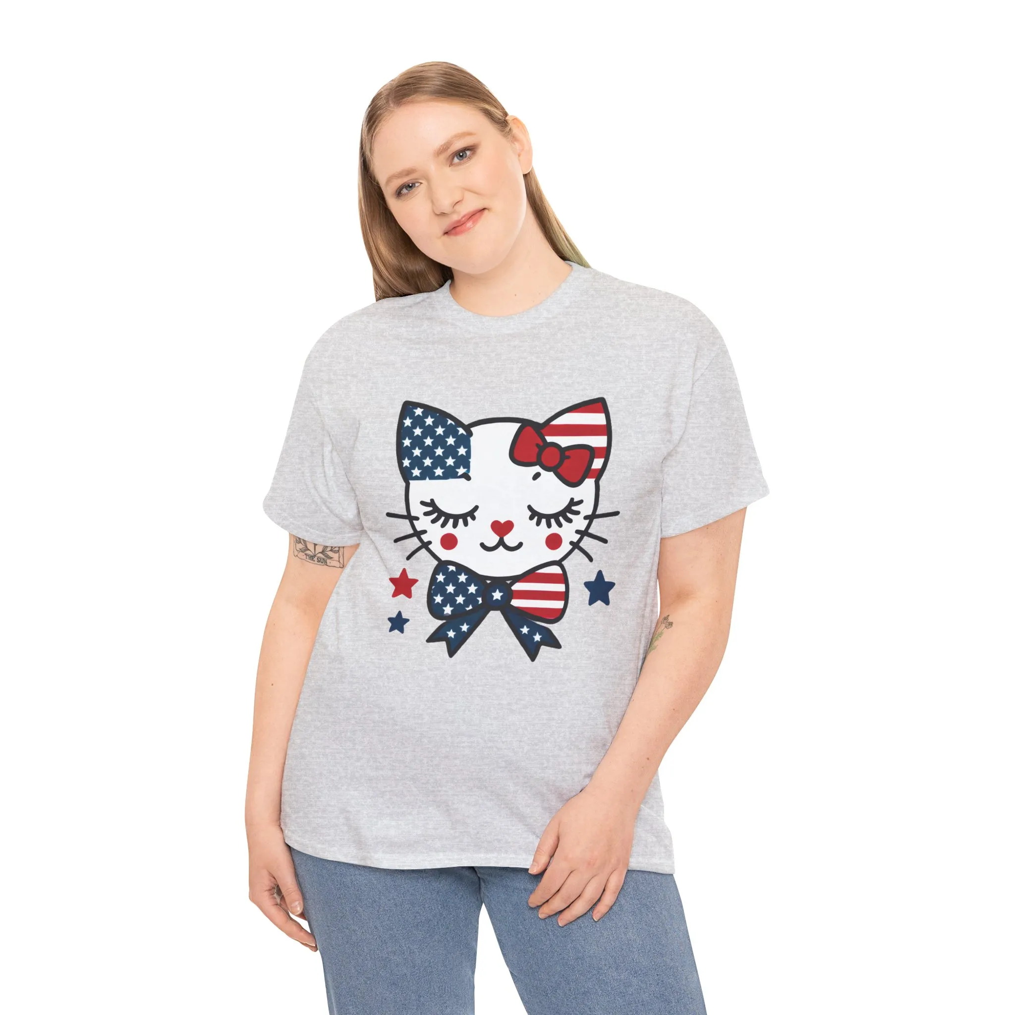 Patriotic Cat Womens Tee, Cute Cat Shirt, Womens T-Shirt, July 4th Outfit, Independence Day Gift, Animal Lover Apparel - Image 29