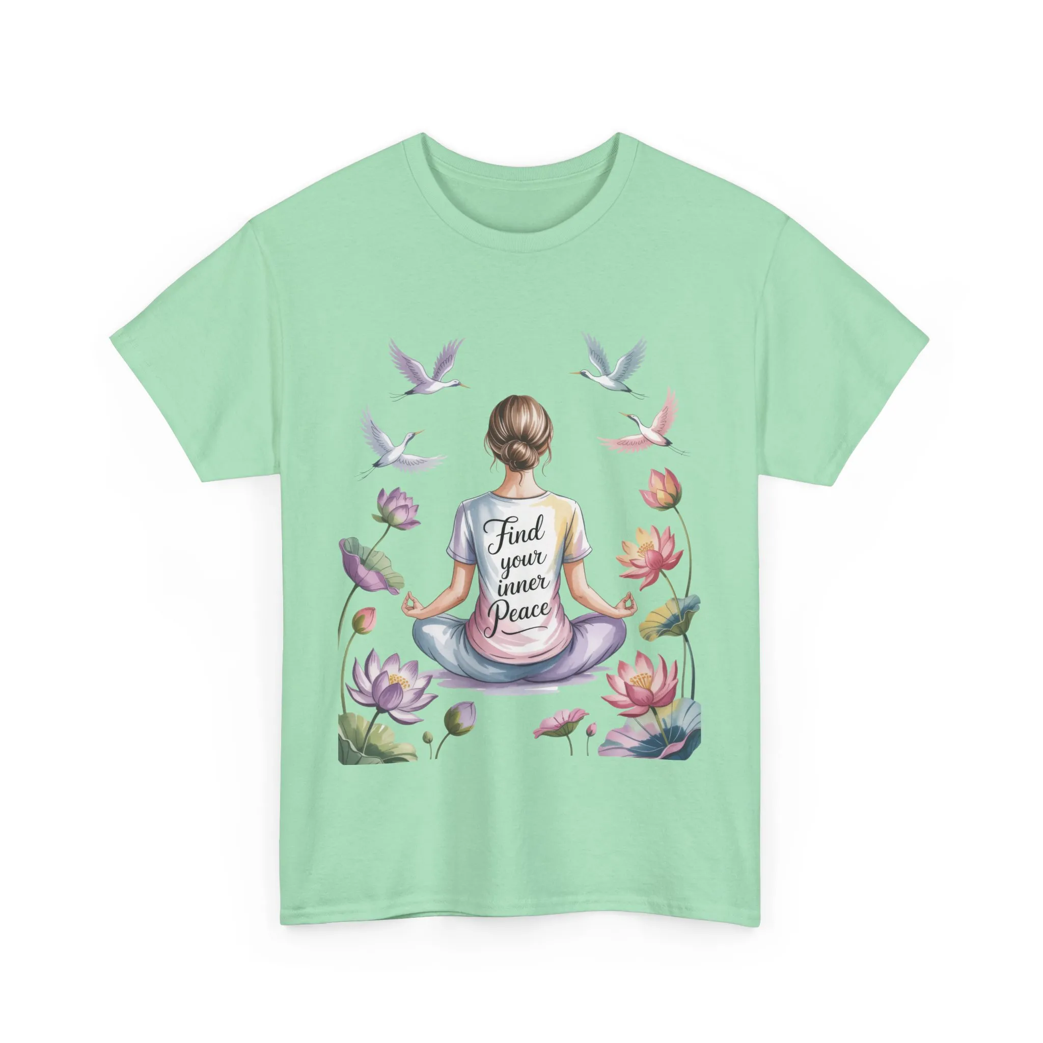 Find Your Inner Peace Womens Heavy Cotton Tee, Motivational Shirt, Meditation Apparel, Relaxation Gift, Casual Wear, Mindfulness Tee - Image 7