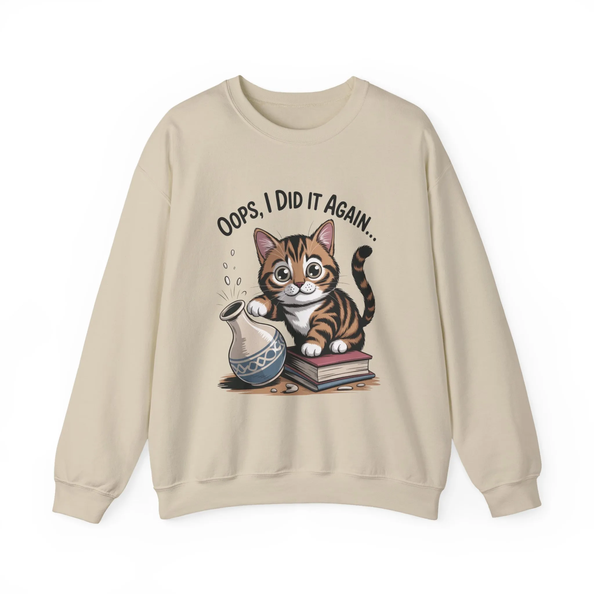Cute Cat Oops! I Did It Again Sweatshirt, Funny Pet Lover Gift, Cozy Crewneck for Cat Moms, Purrfect for Birthdays, Casual Wear - Image 2