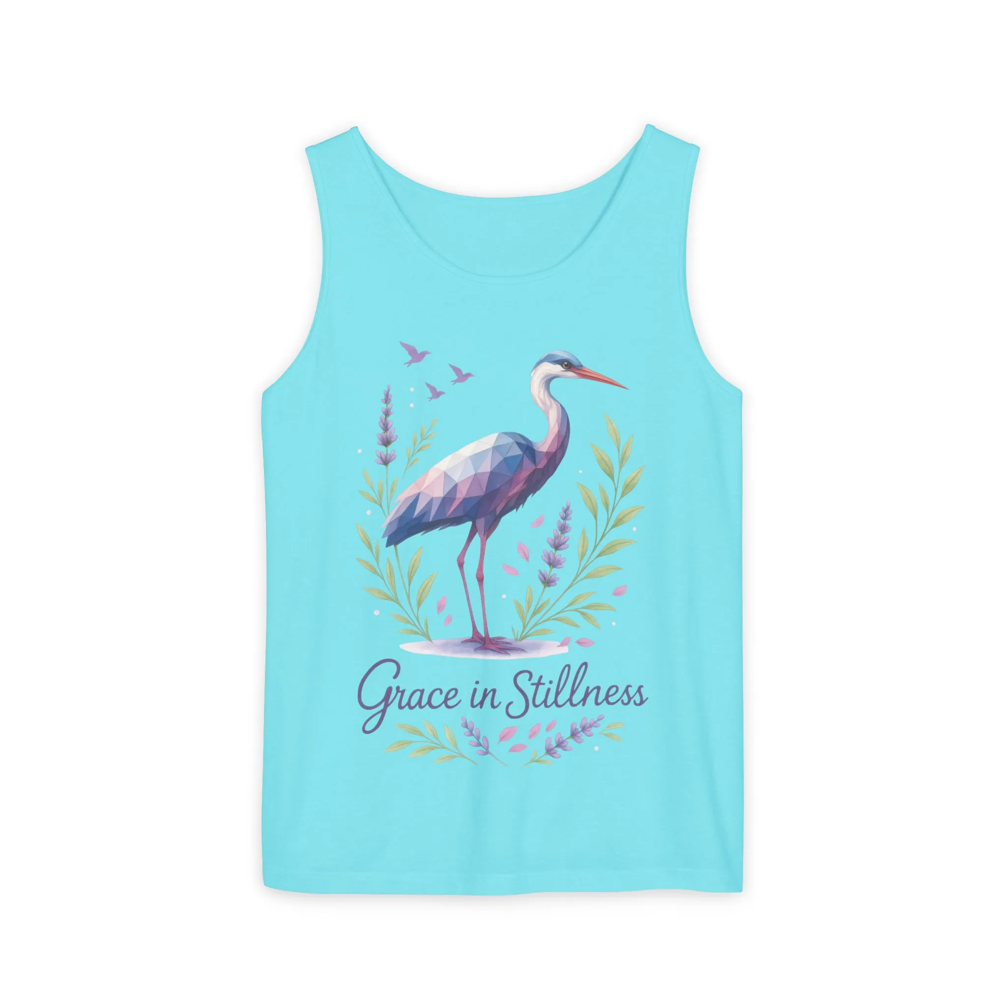 Polygonal Heron Graphic Tank, Womens Artistic Bird Summer Top, Geometric Crane, Bird Lovers Gift, Yoga Shirt, Fitness Apparel, Casual Wear - Image 7