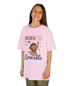 4th of July Shirt for Girls, Born to Sparkle Tee For Kids, Patriotic Fireworks Youth T-Shirt, Independence Day Outfit for Tween Girls