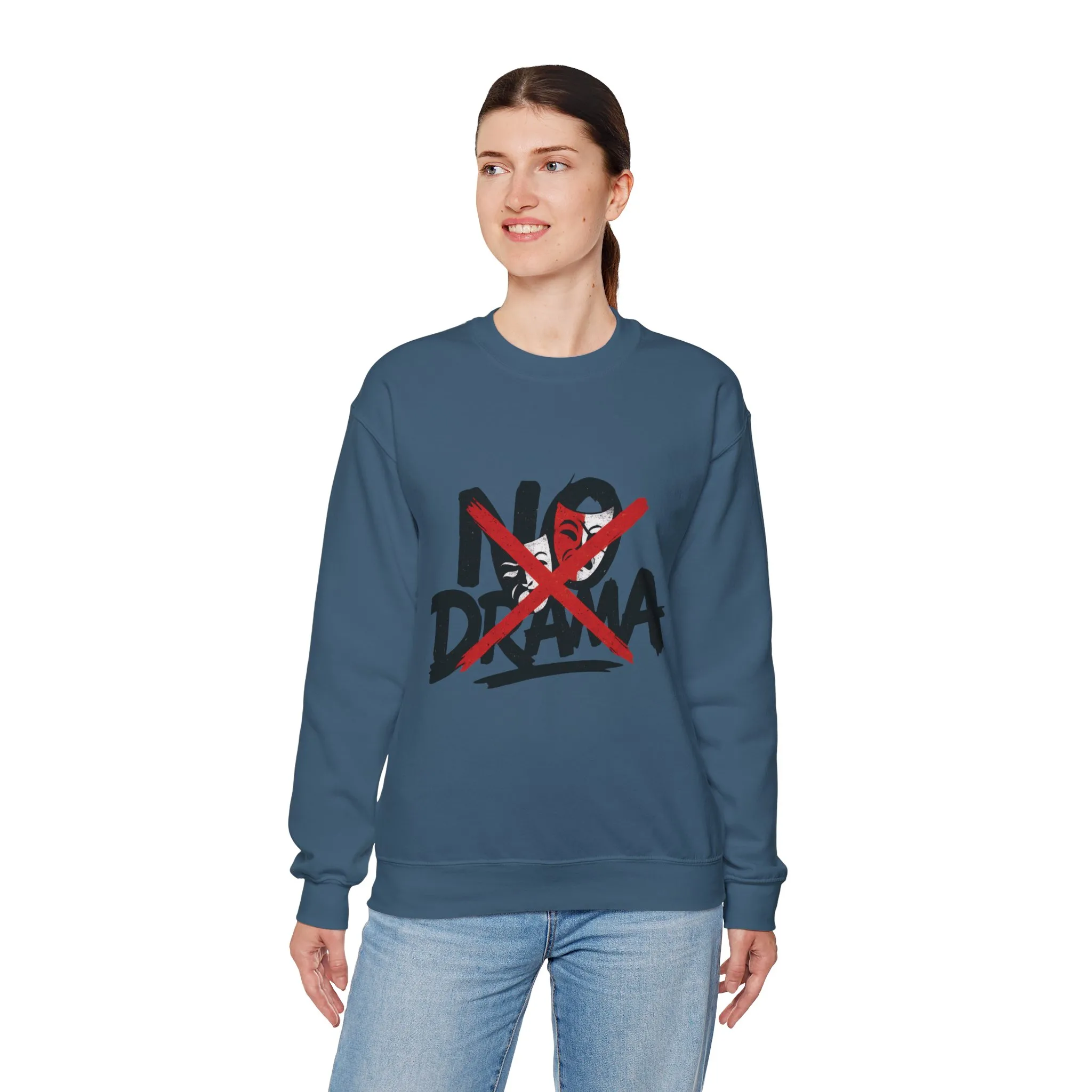 No Drama Crewneck Womens Sweatshirt, Cozy Sweatshirt, Relaxed Fit Pullover, Casual Gift for Friends, Everyday Comfort Apparel - Image 12