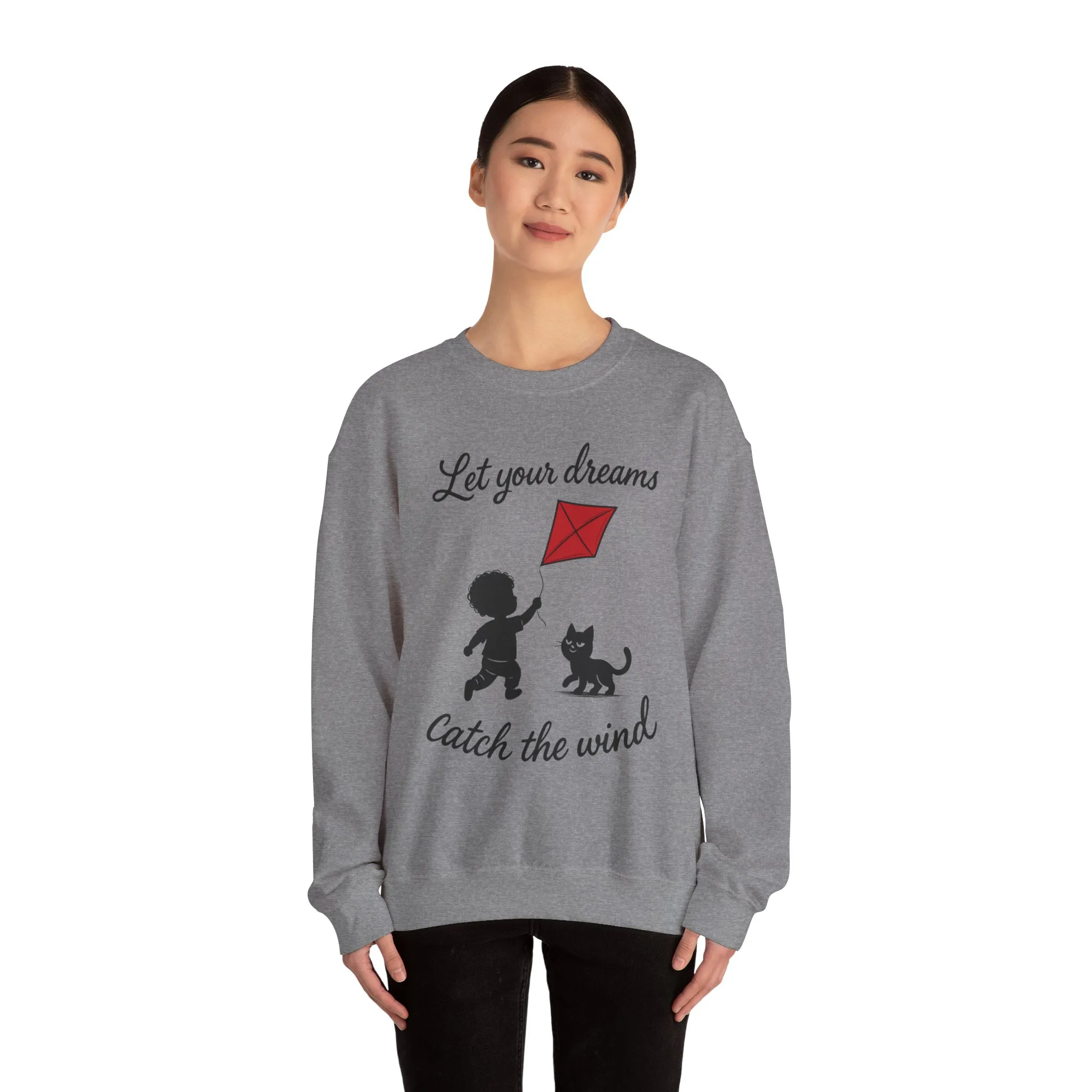Dream Big Womens Crewneck Sweatshirt, Inspirational Gift, Cozy Lounge Wear, Cat Lover's Apparel, Kid's Motivation Sweatshirt - Image 11