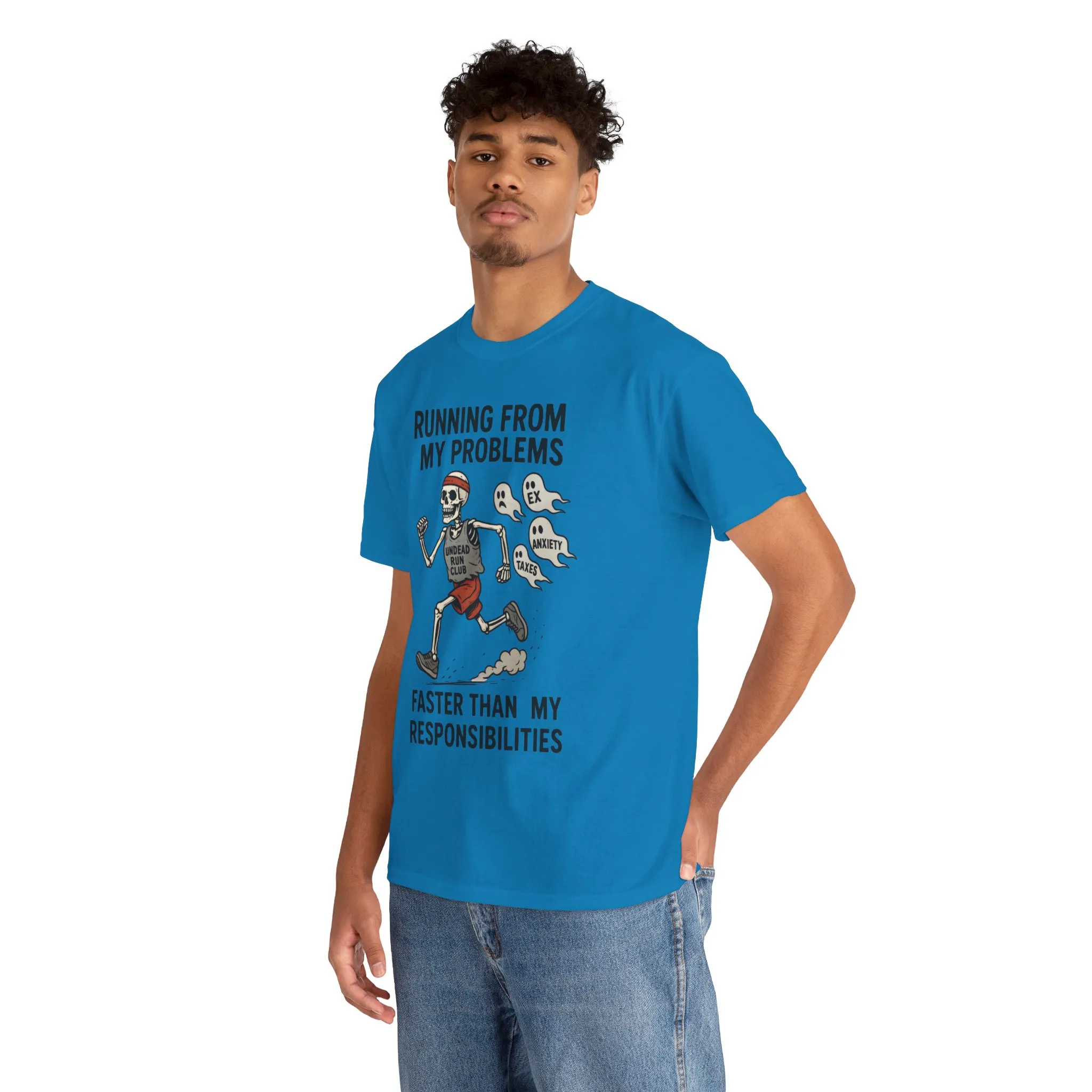 Skeleton Runner Tee for Men, Undead Jogging Club Shirt, Halloween T-Shirt, Gift for Runners, Anxiety Humor Gift - Image 21