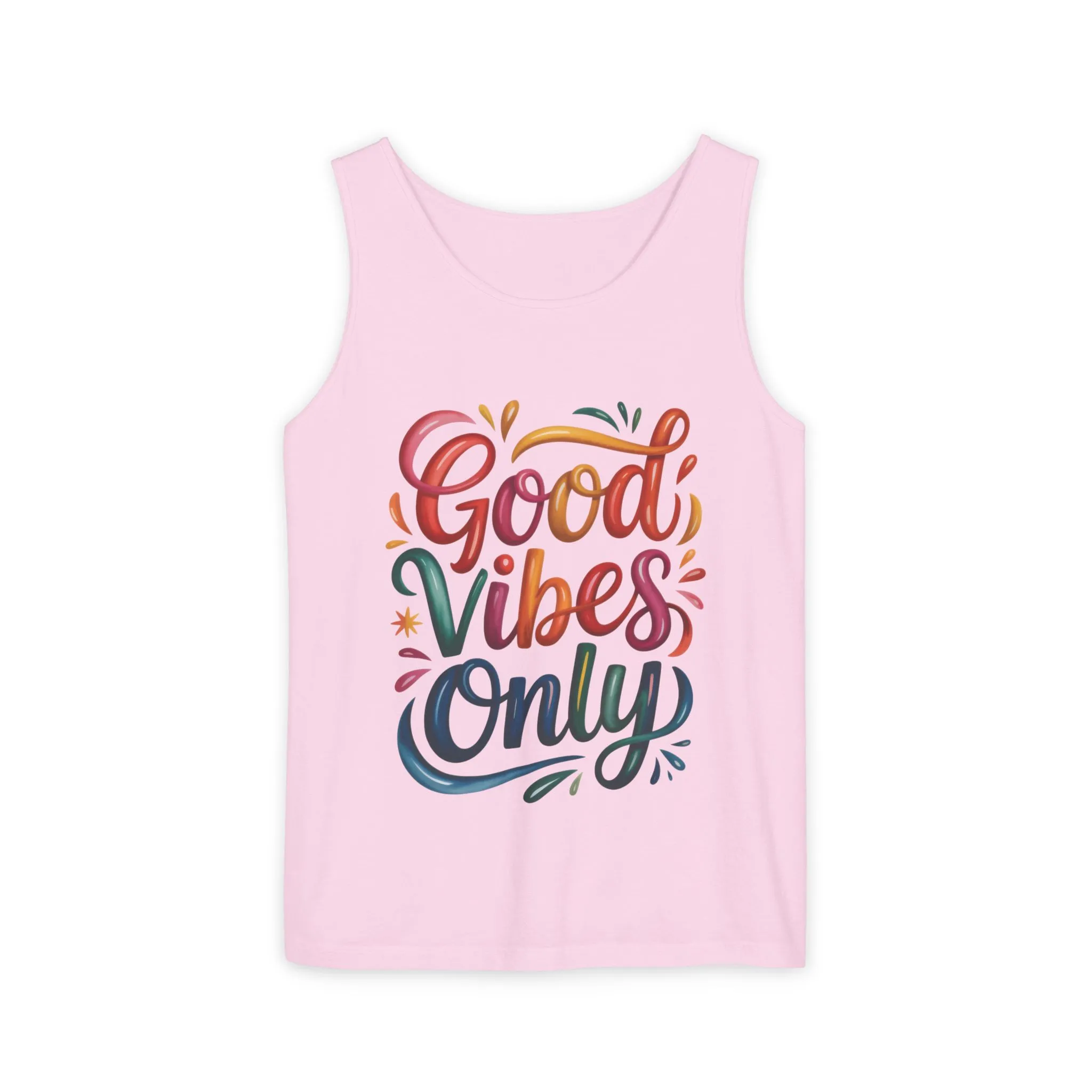 Good Vibes Only Womens Garment-Dyed Tank Top, Summer Casual Wear, Festival Outfit, Beach Day Tee, Gift for Friends, Positive Vibes Apparel - Image 17