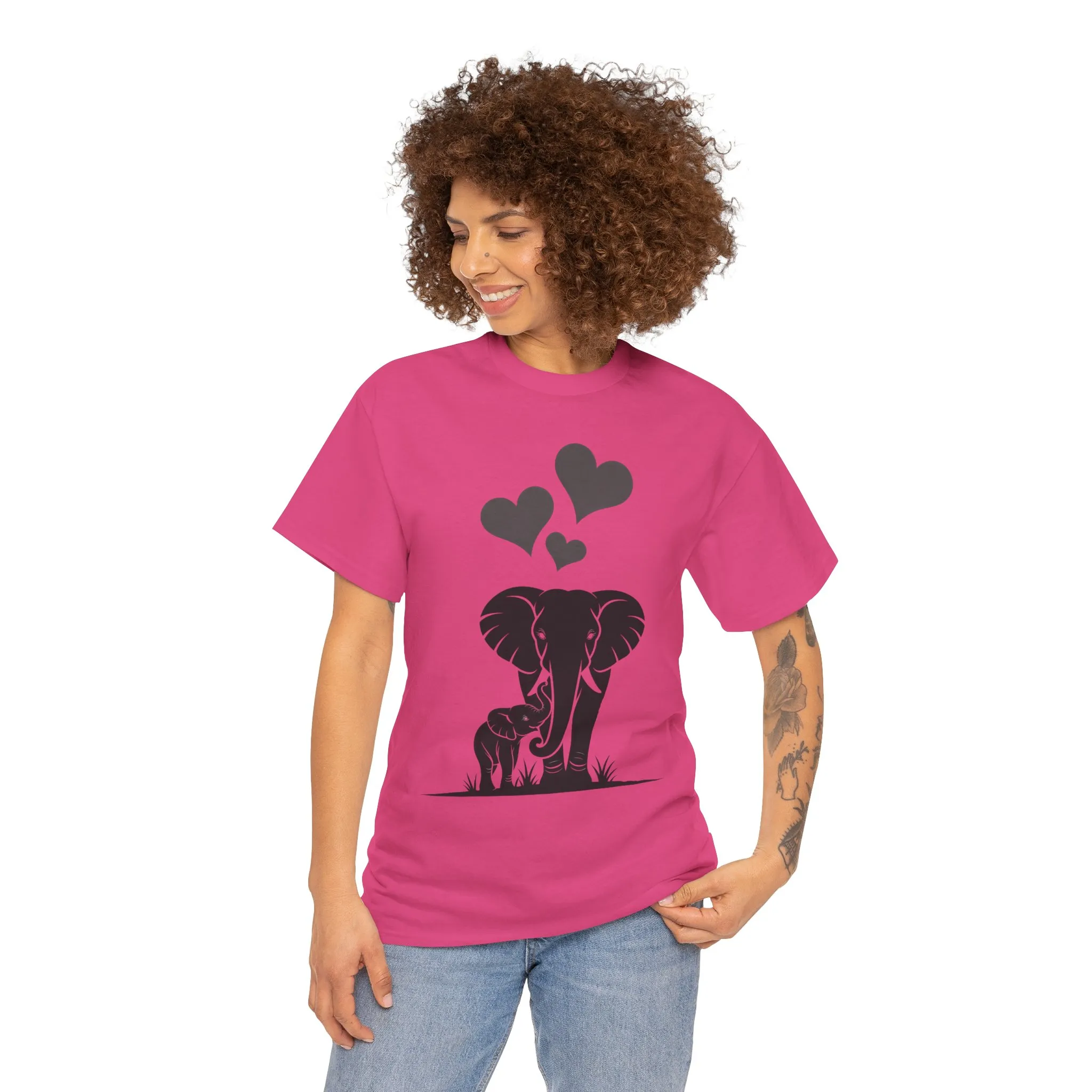 Elephant Mom and Baby T-Shirt, Elephant Love Cotton Tee, Cute Animal Shirt, Animal Lover Gift, Cute Minimalist Elephant Design - Image 23