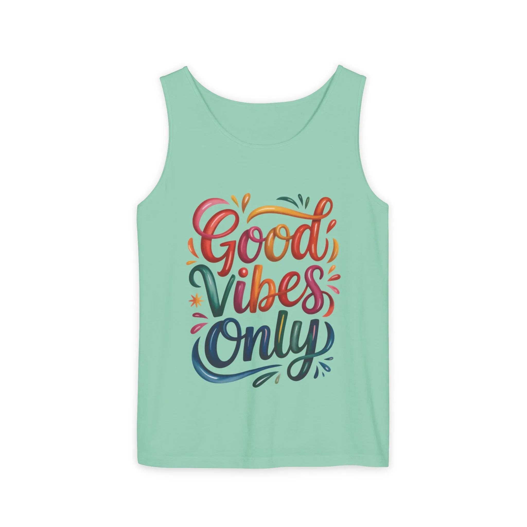 Good Vibes Only Womens Garment-Dyed Tank Top, Summer Casual Wear, Festival Outfit, Beach Day Tee, Gift for Friends, Positive Vibes Apparel - Image 25