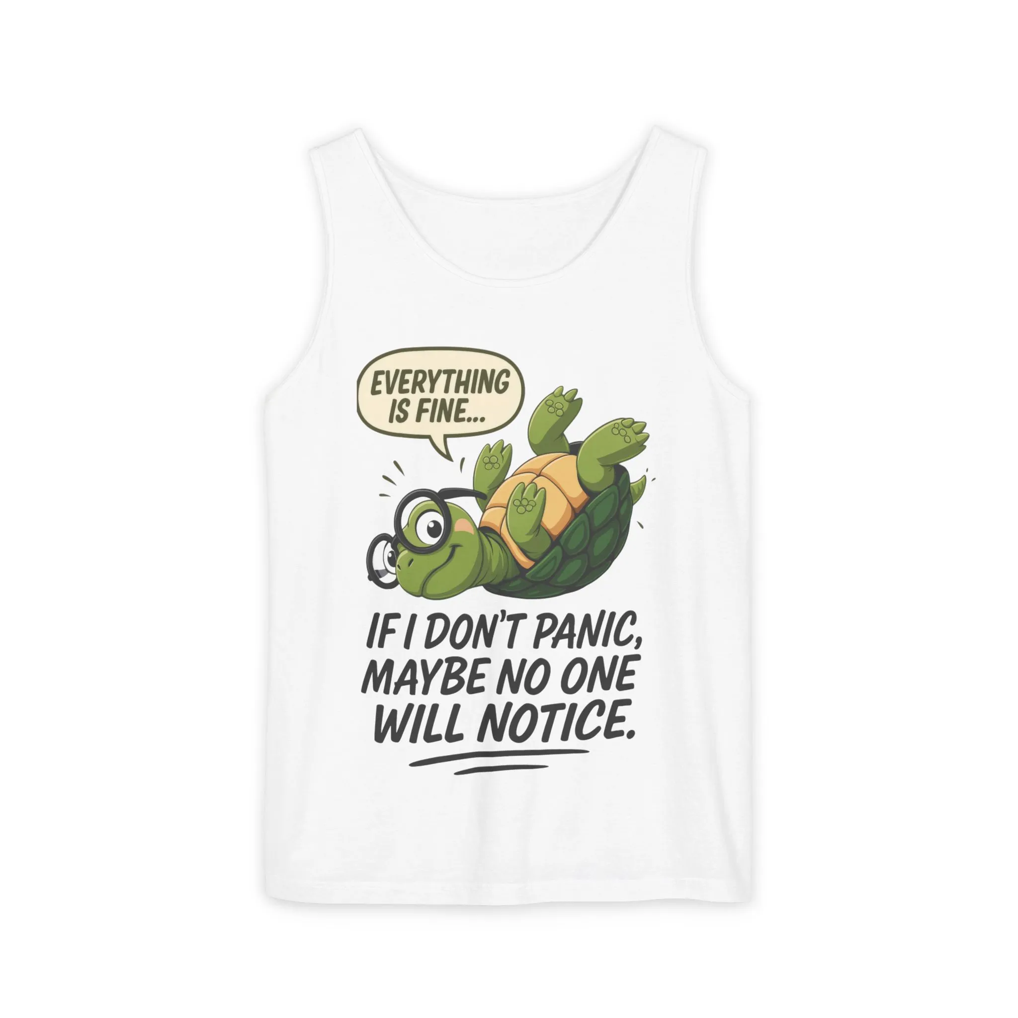 Funny Turtle Womens Tank Top, Everything is Fine, Womens Summer Apparel, Relaxed Fit, Pool Party, Beachwear, Humorous Gift - Image 3