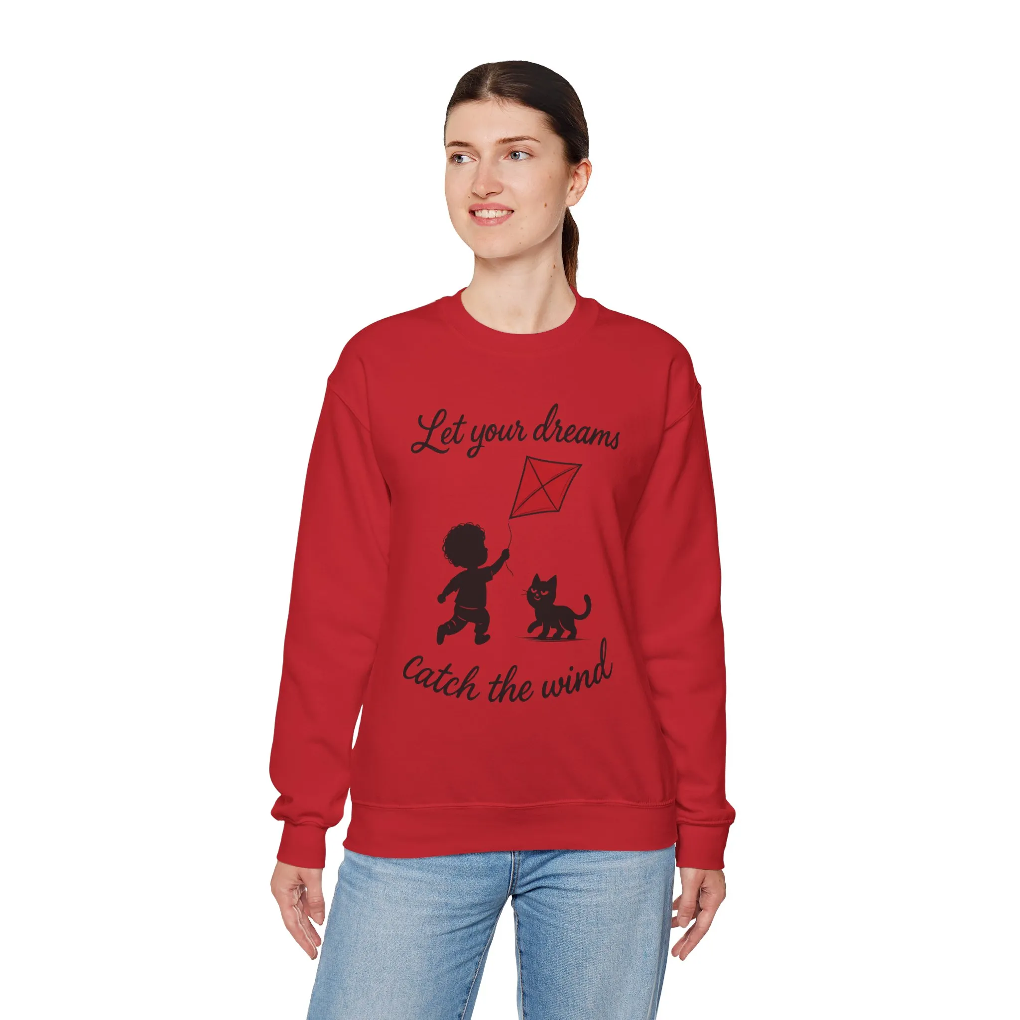 Dream Big Womens Crewneck Sweatshirt, Inspirational Gift, Cozy Lounge Wear, Cat Lover's Apparel, Kid's Motivation Sweatshirt - Image 27