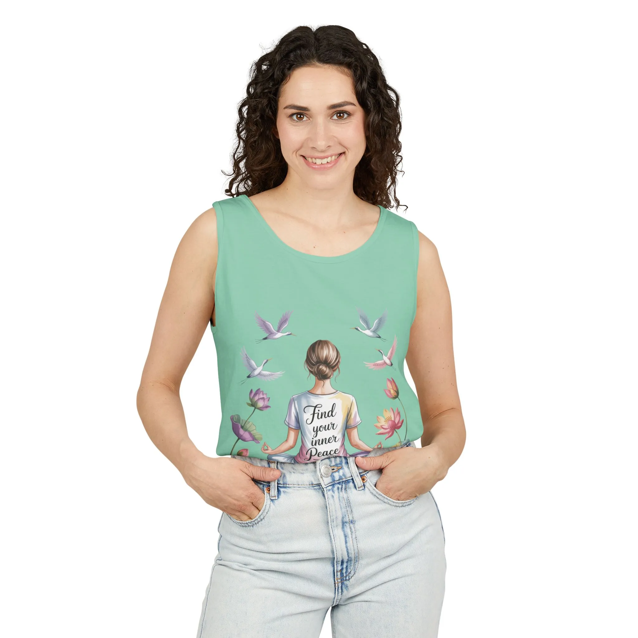 Meditation Floral Womens Tank Top, Find Your Inner Peace, Yoga Apparel, Gift for Mindfulness, Summer Relaxed Wear - Image 30